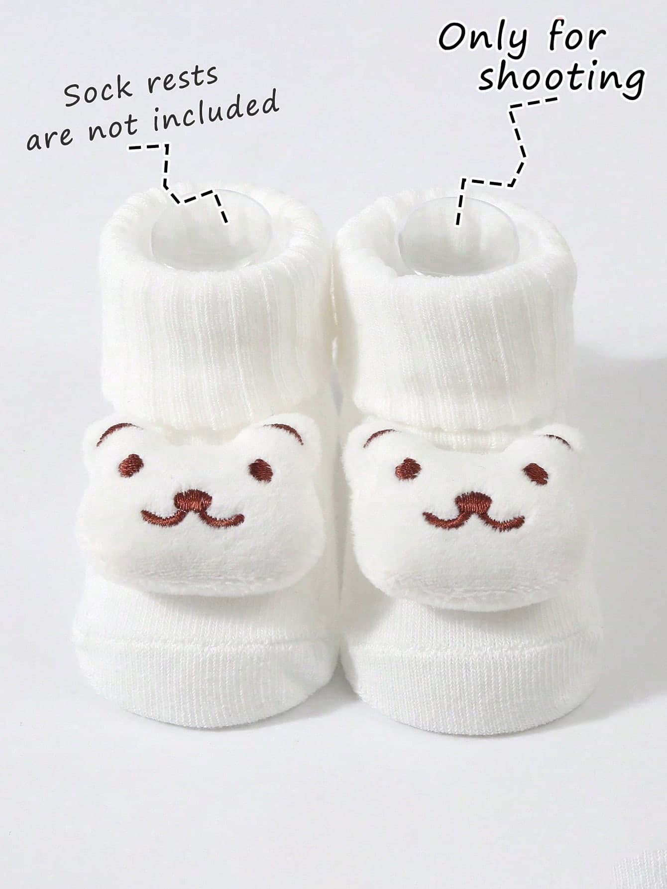 1 Pair White Puppy Cartoon Plush Knit Socks (No Transparent Sock Holder), Unisex Kids/Toddlers, Y2K Style Outdoor Warm Casual Versatile Winter Socks