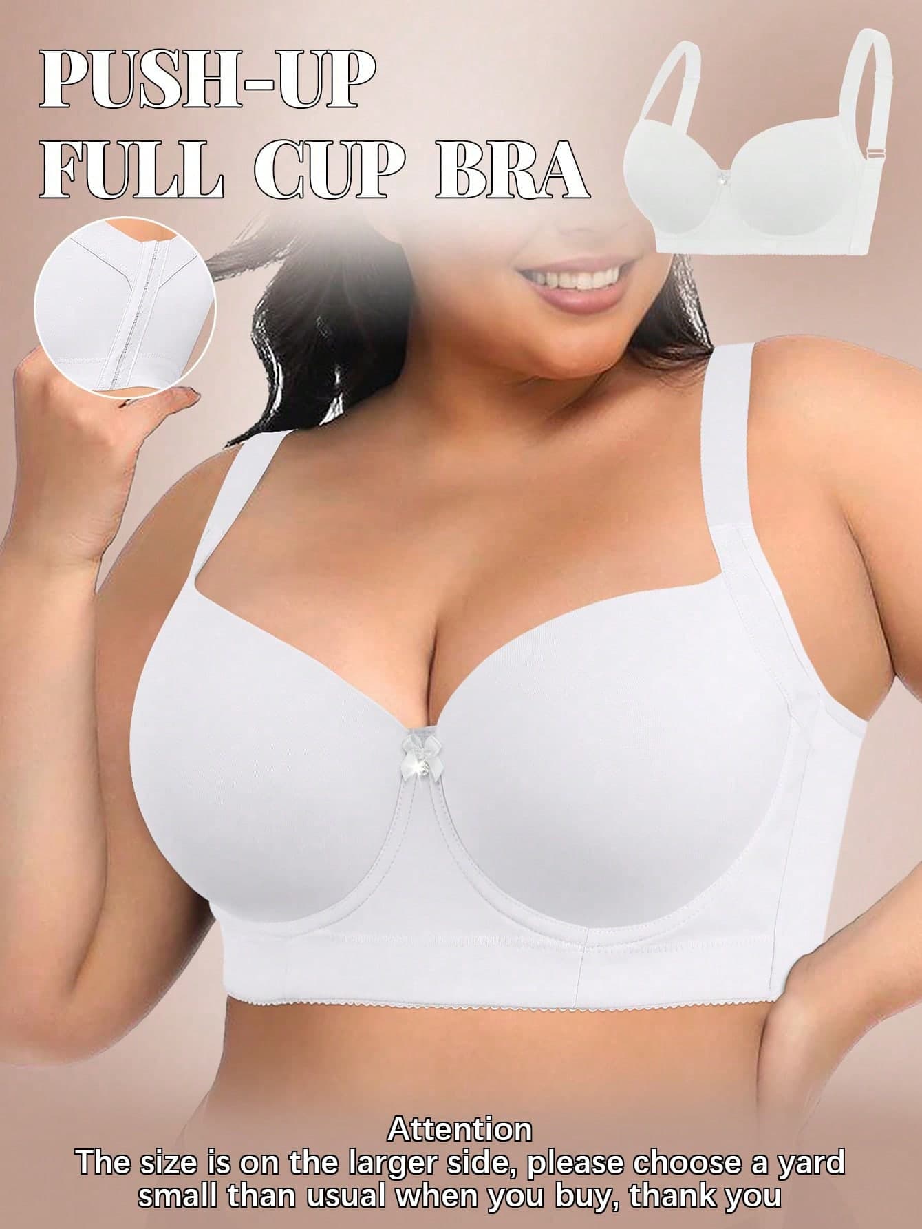 mimilemon Plus Size Seamless White Bra, Smooth Minimalist Lift & Support Underwire Bra