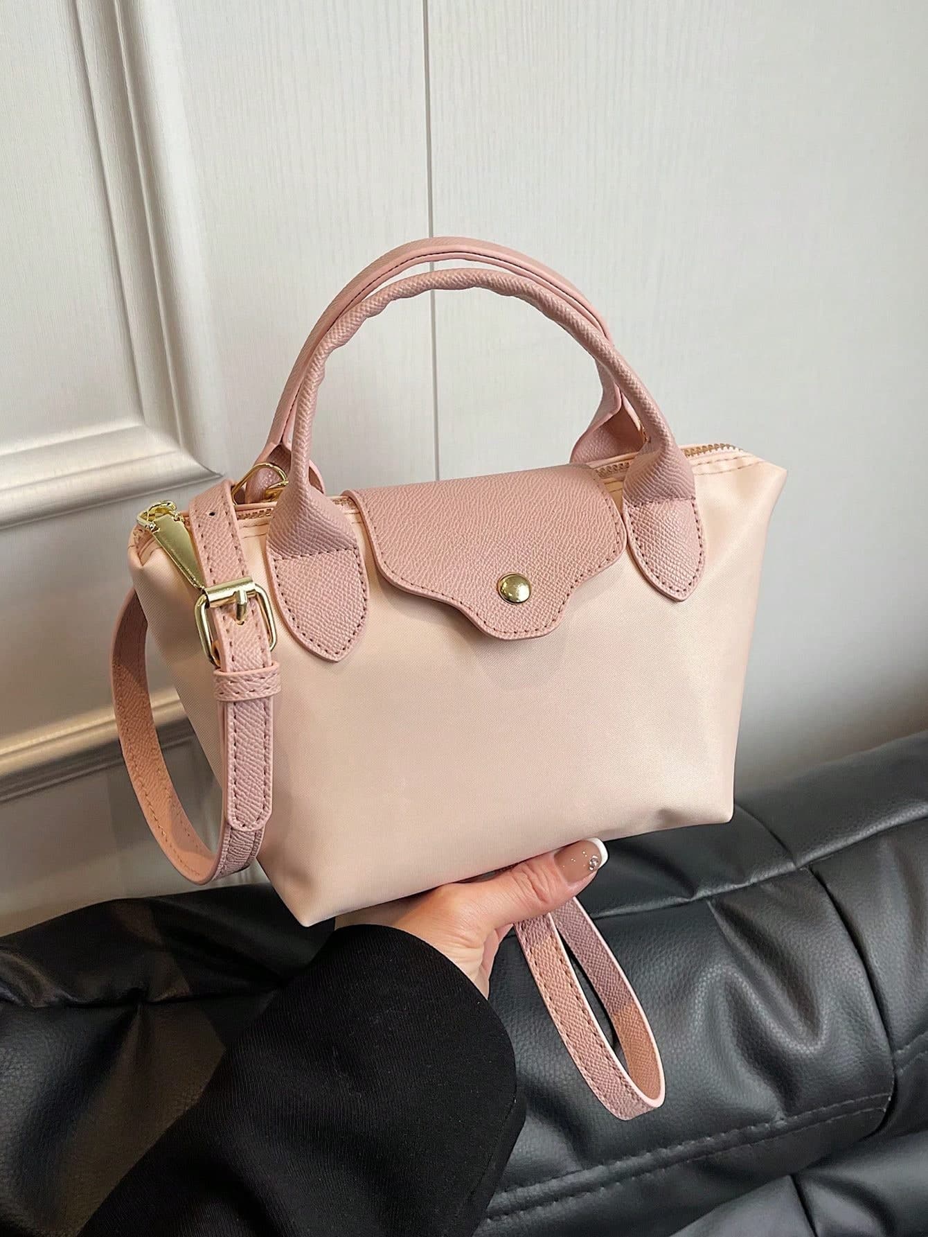 New Ladies' Nylon Casual Solid Color Handbag, Shoulder Bag, Messenger Bag ,Pink Bag