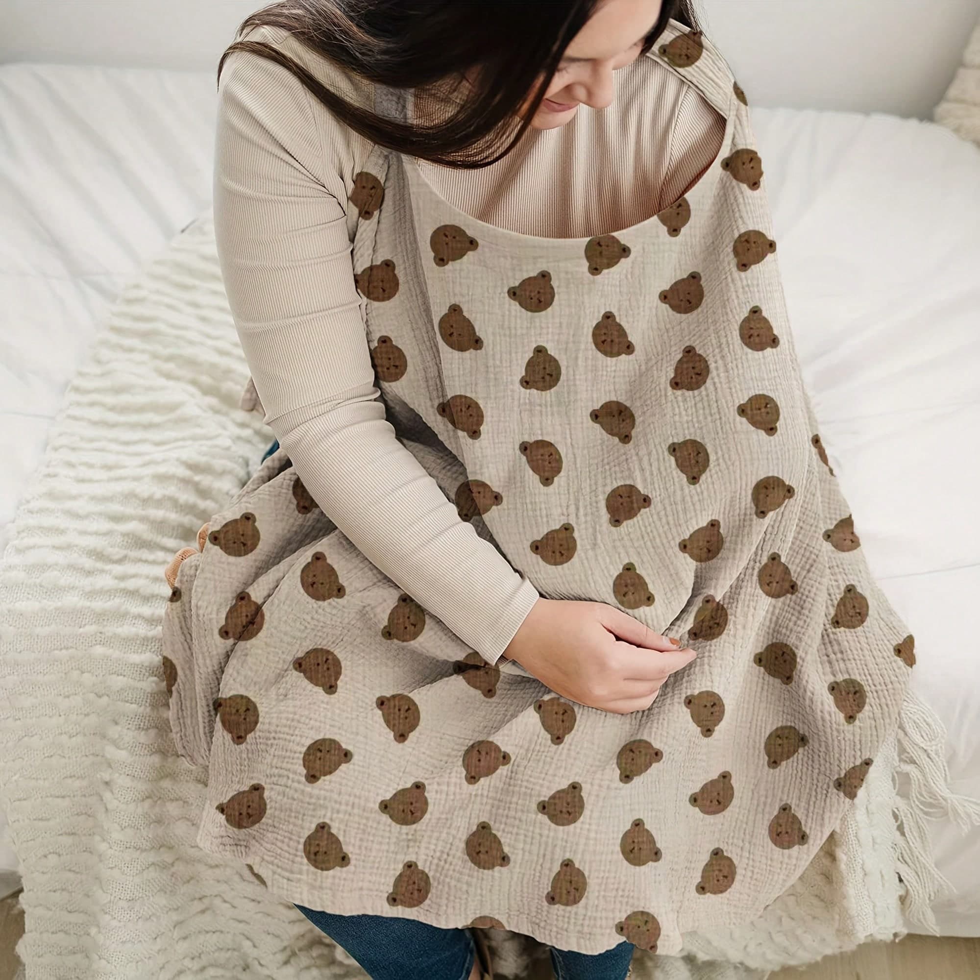 1pc Nursing Cover For Women, 100% Woven Fabric Breastfeeding Scarf, Printed Design, Breathable And Light-Blocking, Suitable For Stroller, Car Seat And Nursing, New Moms, 14+ Years
