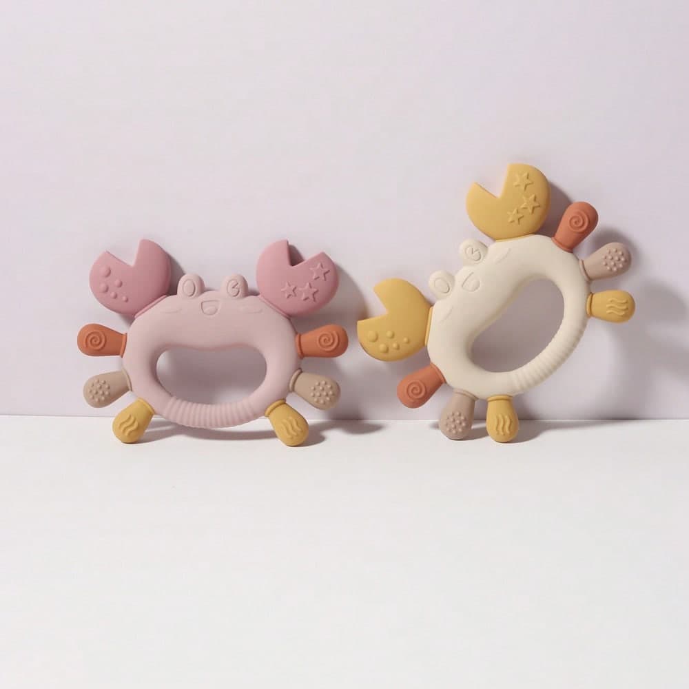 Baby Cute Crab Shaped Silicone Teether, Infant Easy Grip Chew Toy