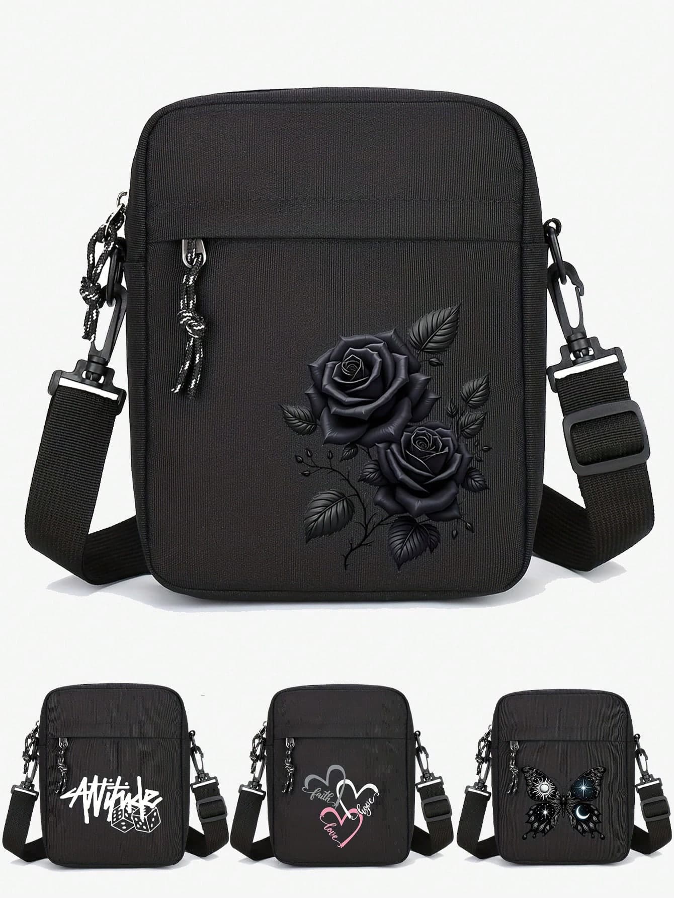Stylish New Men's Oxford Cloth Small Square Bag, Silver Skull Design, Convenient Daily Commute Shoulder Phone Bag, Canvas Crossbody Bag, Side Bag, Holiday Gift, Tote Bags For University, Pouch For Phones