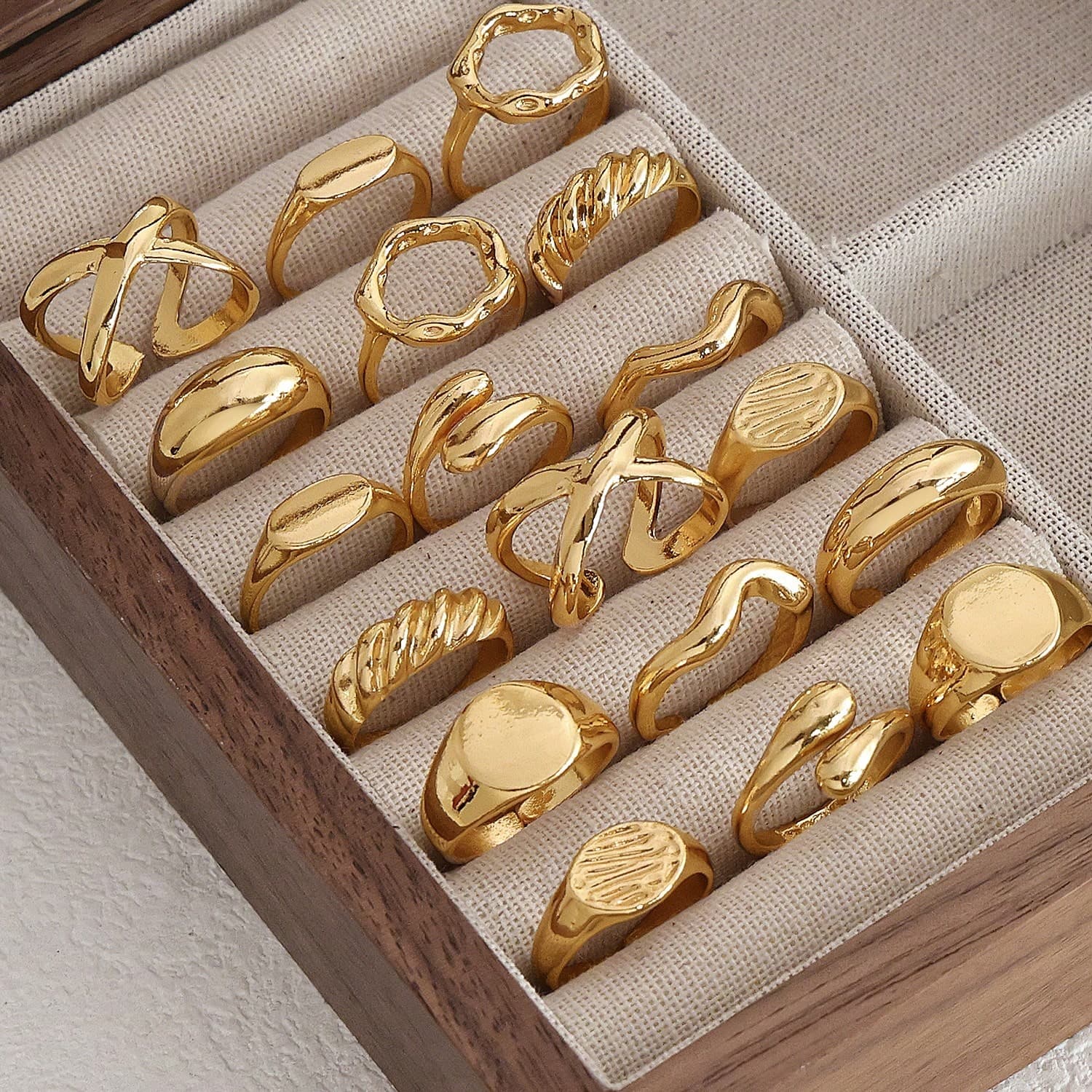 9pcs/Set Geometric Metal Rings, Women Jewelry Ring Set, Suitable For Daily Matching Accessories (Mixed, No Box)