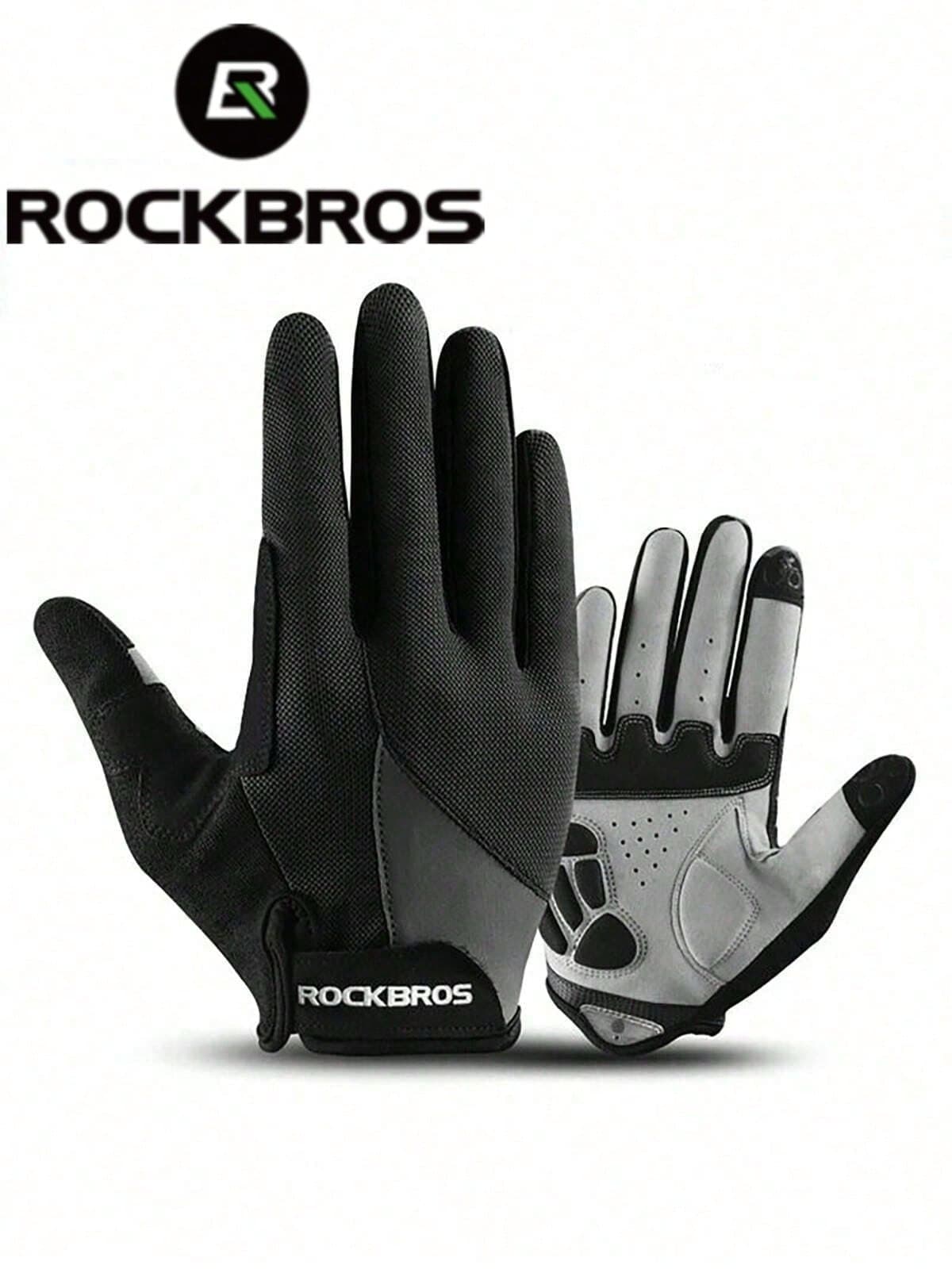ROCKBROS A Pair Of Long Finger Gloves With Gel Pads For Slip Resistance Breathability And Comfort Unisex Design Mountain And Road Cycling Gloves With Touchscreen-Compatible Fingertips Available In Four Colours Essential For Spring And Autumn Cycling