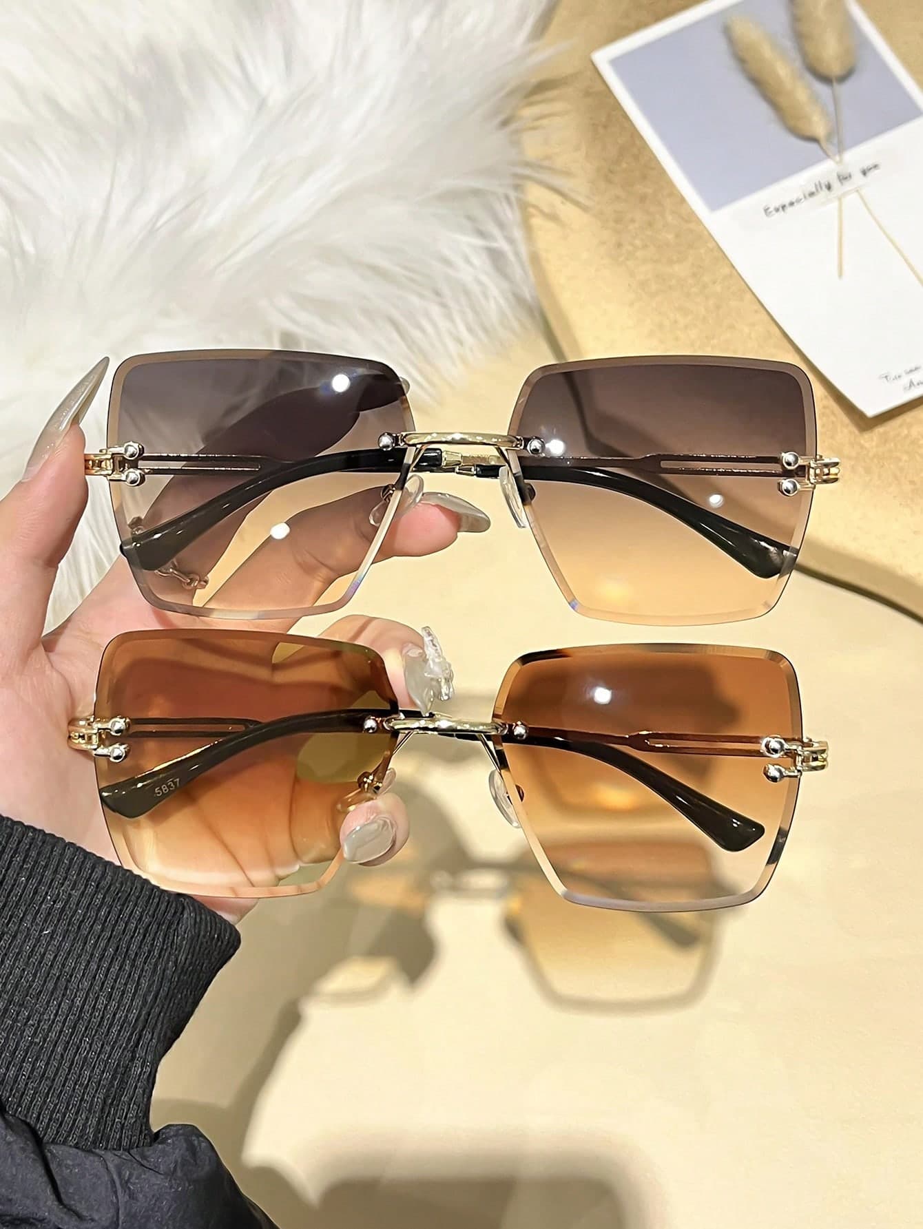 1pc/2pcs European & American Style Square Frame Women's Fashion Glasses, Summer Accessory, Hair Accessory, Versatile, Great Value