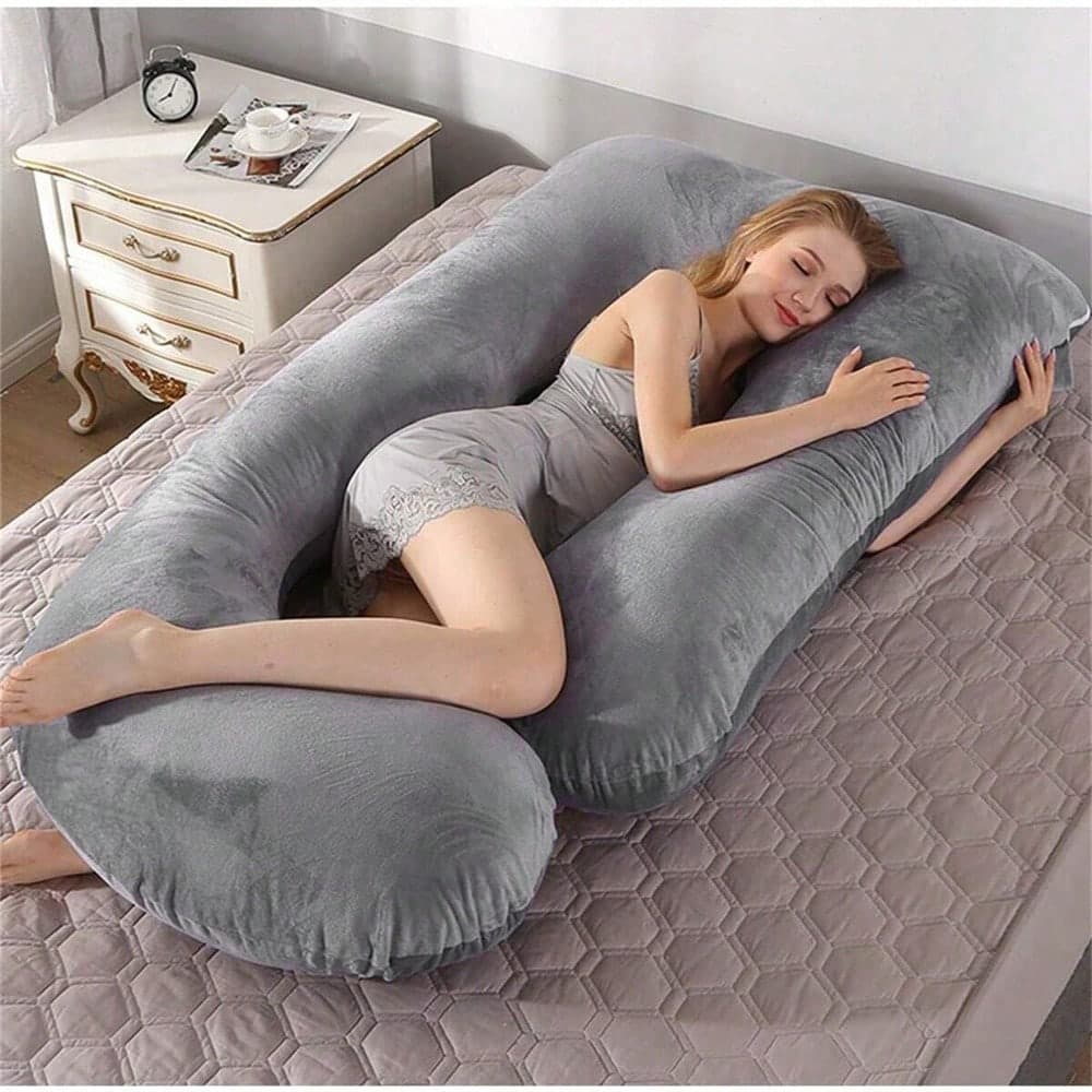 1pc Plus Size Pregnancy Pillow - Removable Velvet G-Shaped Pillow, Designed For Pregnant Women, Soft Fabric, Easy To Clean, Side Sleeping Lumbar Support, Postpartum Nursing Pillow | Available In Black, Gray And Multiple Colors