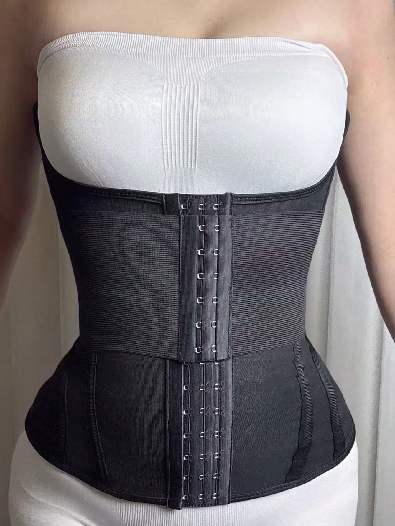 Double Layer Compression Waist Trainer, U-Shaped Push Up Bust, Slim Waist, Suitable For Sports & Fitness Black Spring