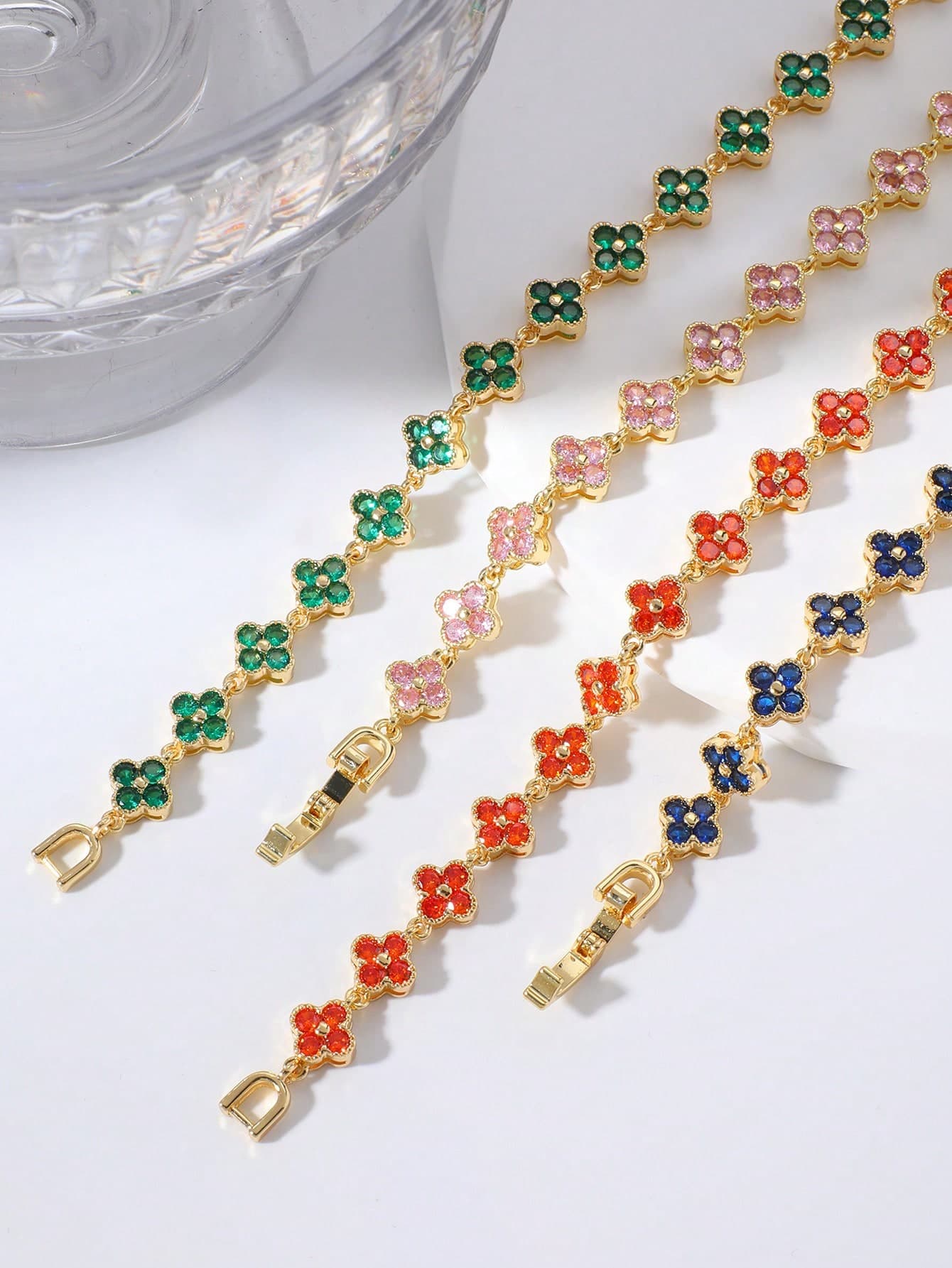 1pc Colorful Fashionable Luxury Floral Zirconia Bracelet