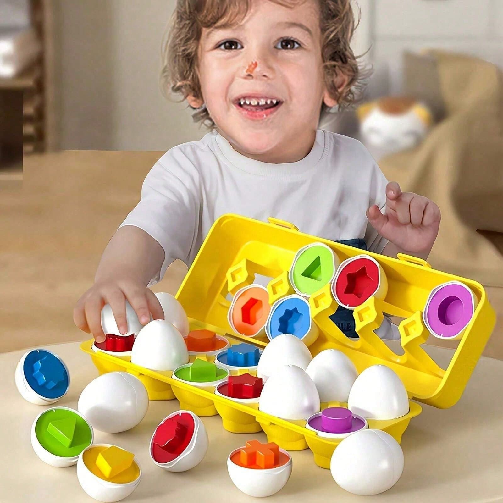 12pcs Matching Egg Set - Educational Color And Shape Learning Toy, Fine Motor Skills Development Toy For Boys And Girls, Easter Egg Gift, Includes 12 Coordinated Shape And Color Matching Eggs, Montessori Toy, STEM Educational Toy, Suitable For Children 3+ Years Old