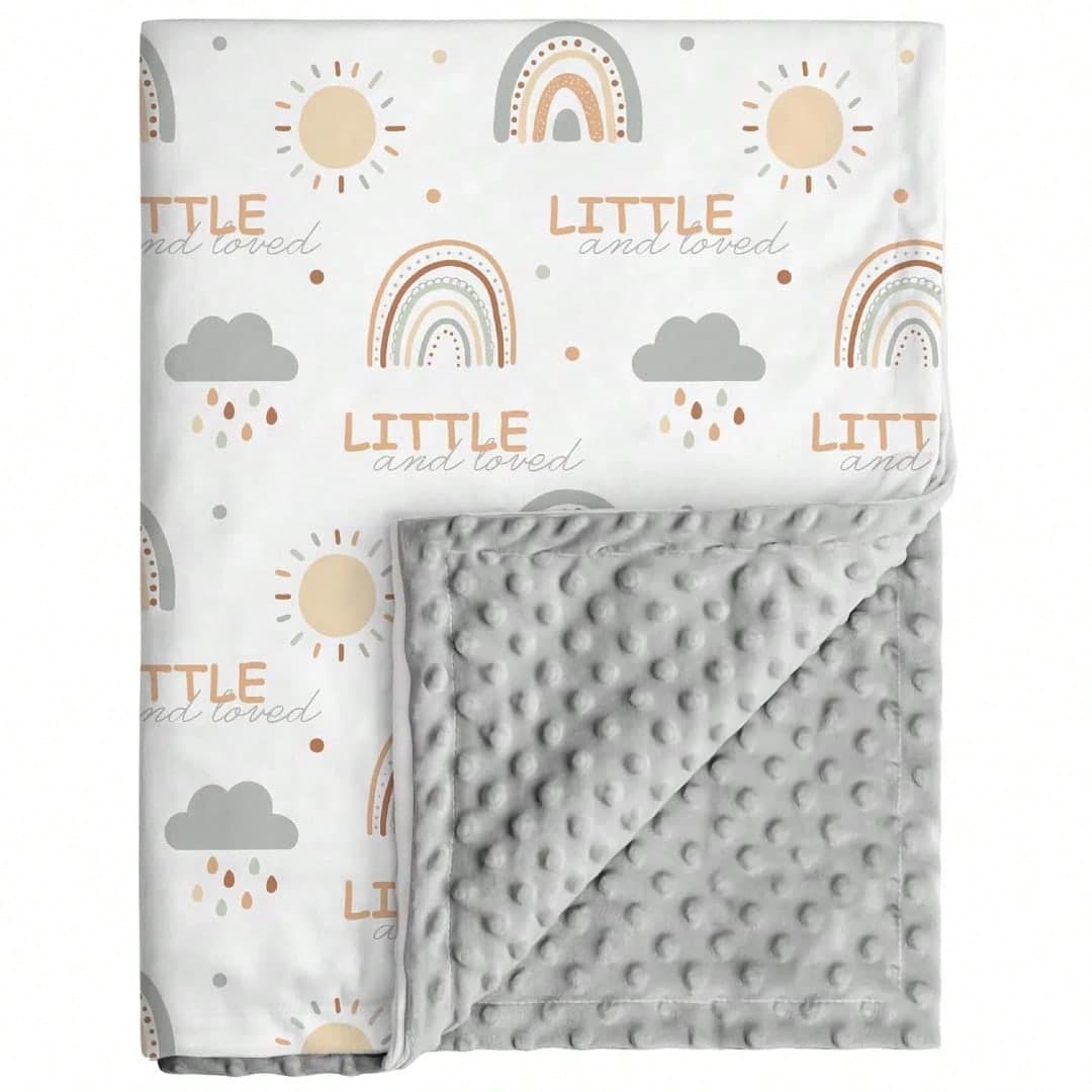 Unisex Baby Blanket - Super Soft Cloud Rainbow Pattern Baby Nursery Plush Blanket, 30 X 40 Inches, With Dotted Fleece Backing, Printed Crib Cover, Suitable For Newborns