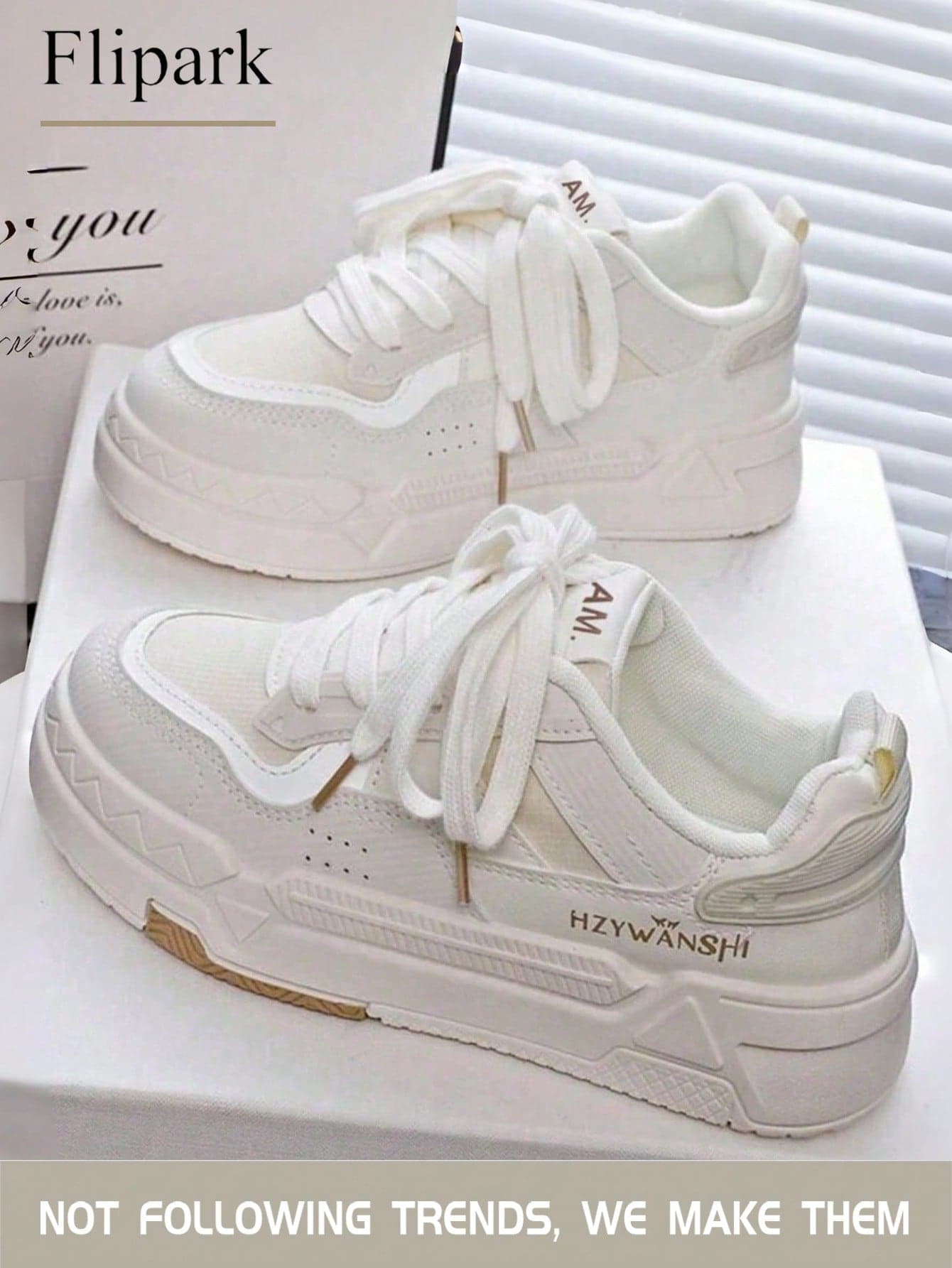 Flipark 1 Pair Women's Casual Lightweight Small White Sneakers, Suitable For Petite Women & Students, Spring/Autumn INS Breathable Flat Casual Sports Shoes