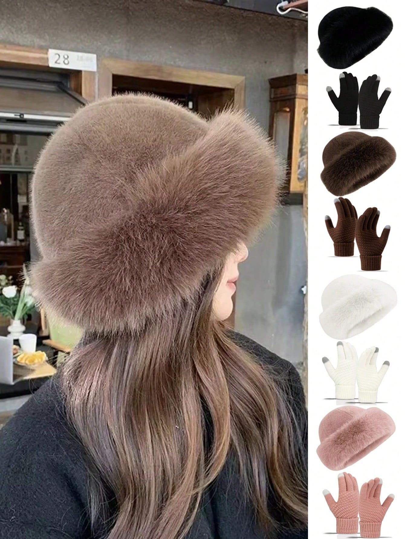 2pcs Women Korean Style Simple Warm Hat& Knit Gloves Set, Bucket Hat, Beanie.Suitable For Autumn/Winter Daily Wear Winter Accessories Winter Outfits Autumn Outfits Valentines Gift