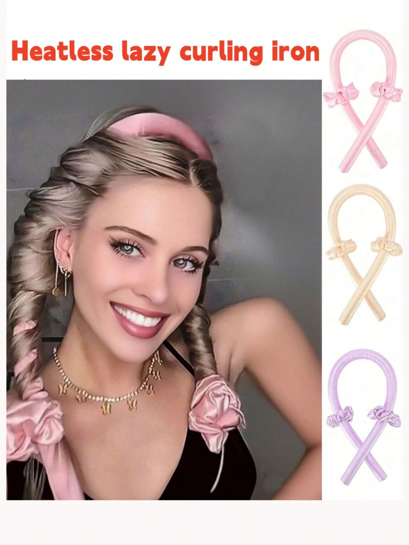 3pcs/Set Heatless Curling Rod Headband, No Heat Hair Curlers, Silk Curls Ribbon, Sleeping Soft Spong Headband, Sleep Hair Curler Set, For Women Long Hair Styling Tools, Slouchy Hair Curlers Styling Tools Home Bathroom Decor ,Suitable For All Hair Types, Bathroom Accessories, Back To School Season Hair Accessories
