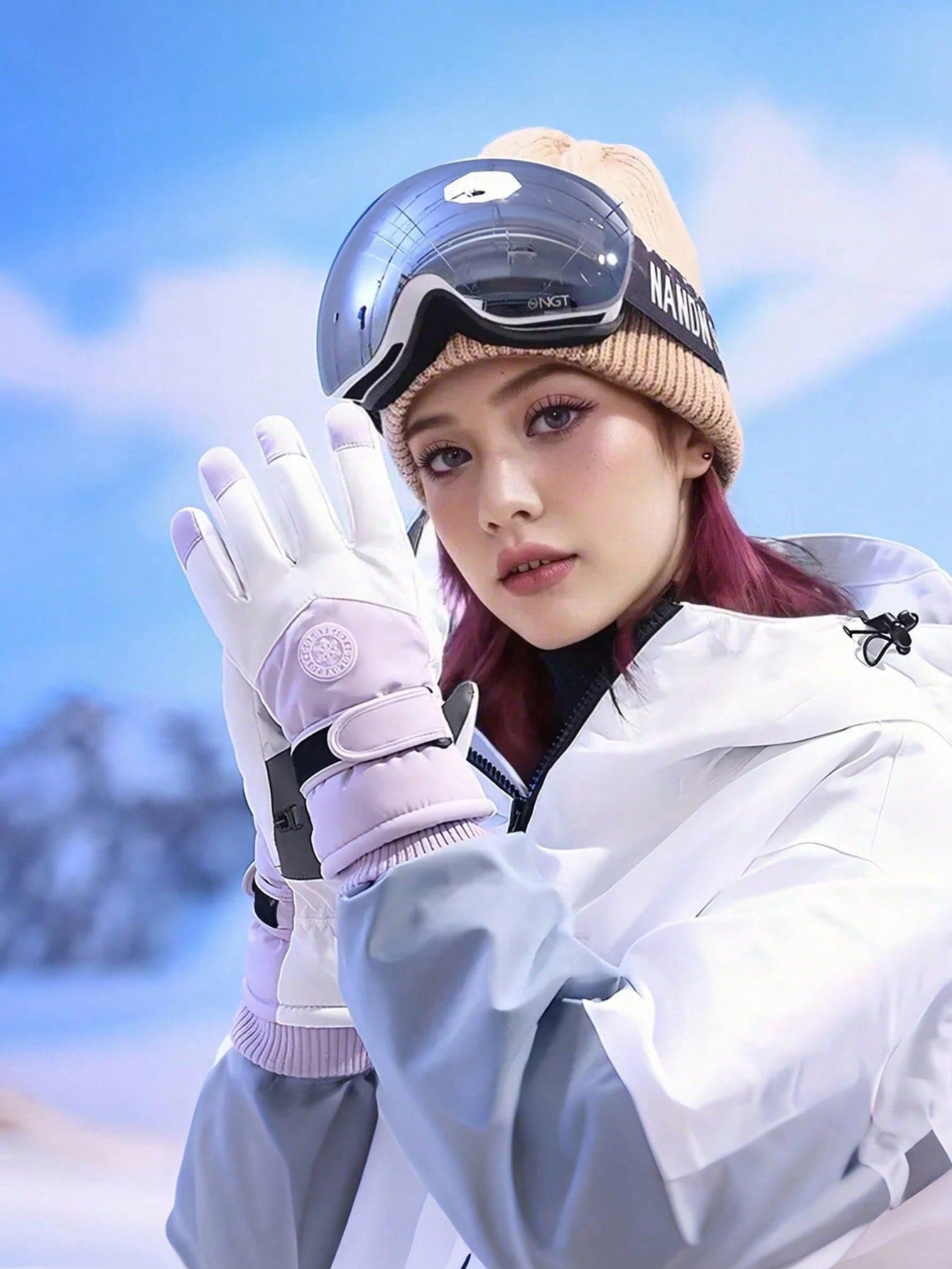 1 Pair Touchscreen Ski Gloves, Waterproof, Thermal Lined, Thick & Warm, Windproof, Suitable For Outdoor Sports, Motorcycle Riding, For Women, Winter