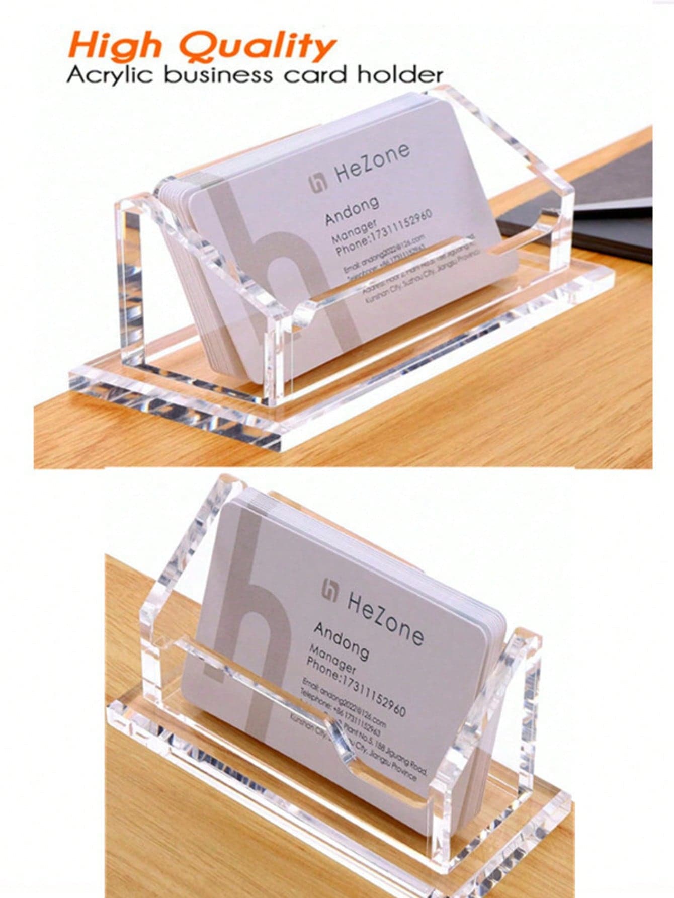 Acrylic Desktop Storage Card Box, Plastic Business Card Holder For Office Supplies