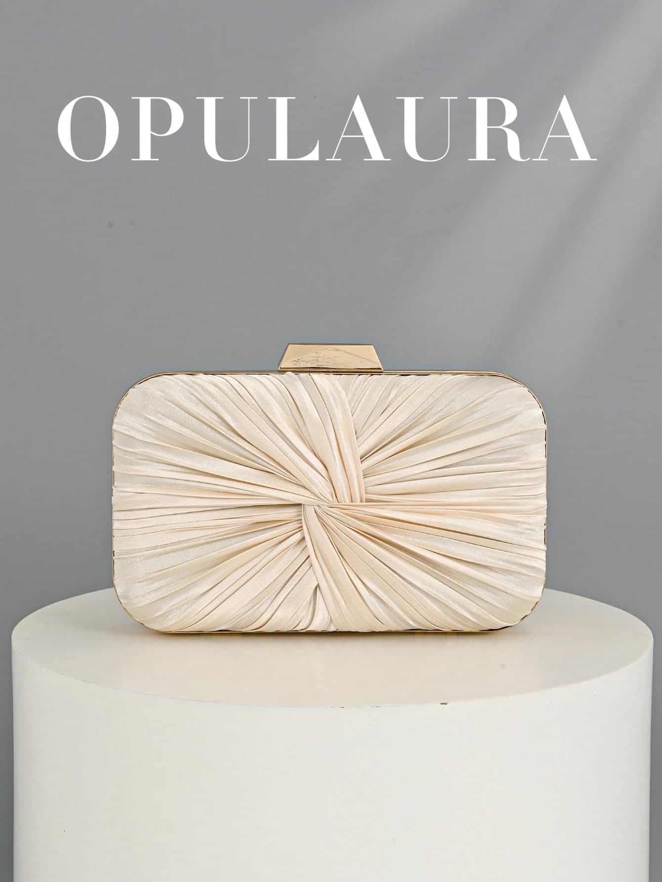 OpulAura 1pc Vintage Elegant Satin Pleated Twist Formal Party Clutch Bag, Charming & Refined,Bride, Wedding Items
