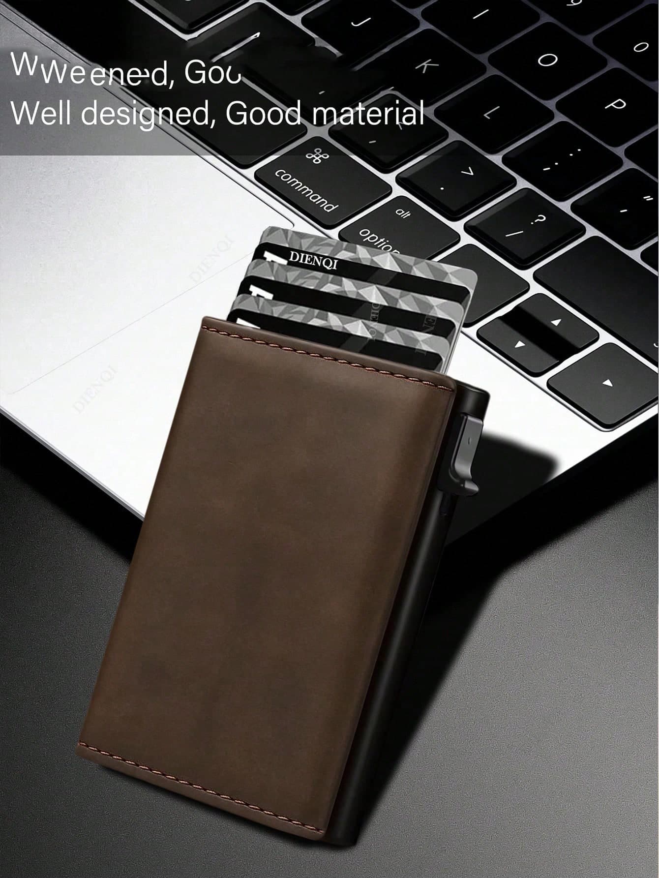 Men's Minimalist RFID Blocking Card Holder, Ultra-Thin Faux Leather Solid Color Woven Embossed Multi-Function Pop-Up Trifold Wallet With Zipper Coin Pouch, Card Slots And ID Window, Suitable For Daily Use, Gift For Boyfriend/Father, Black