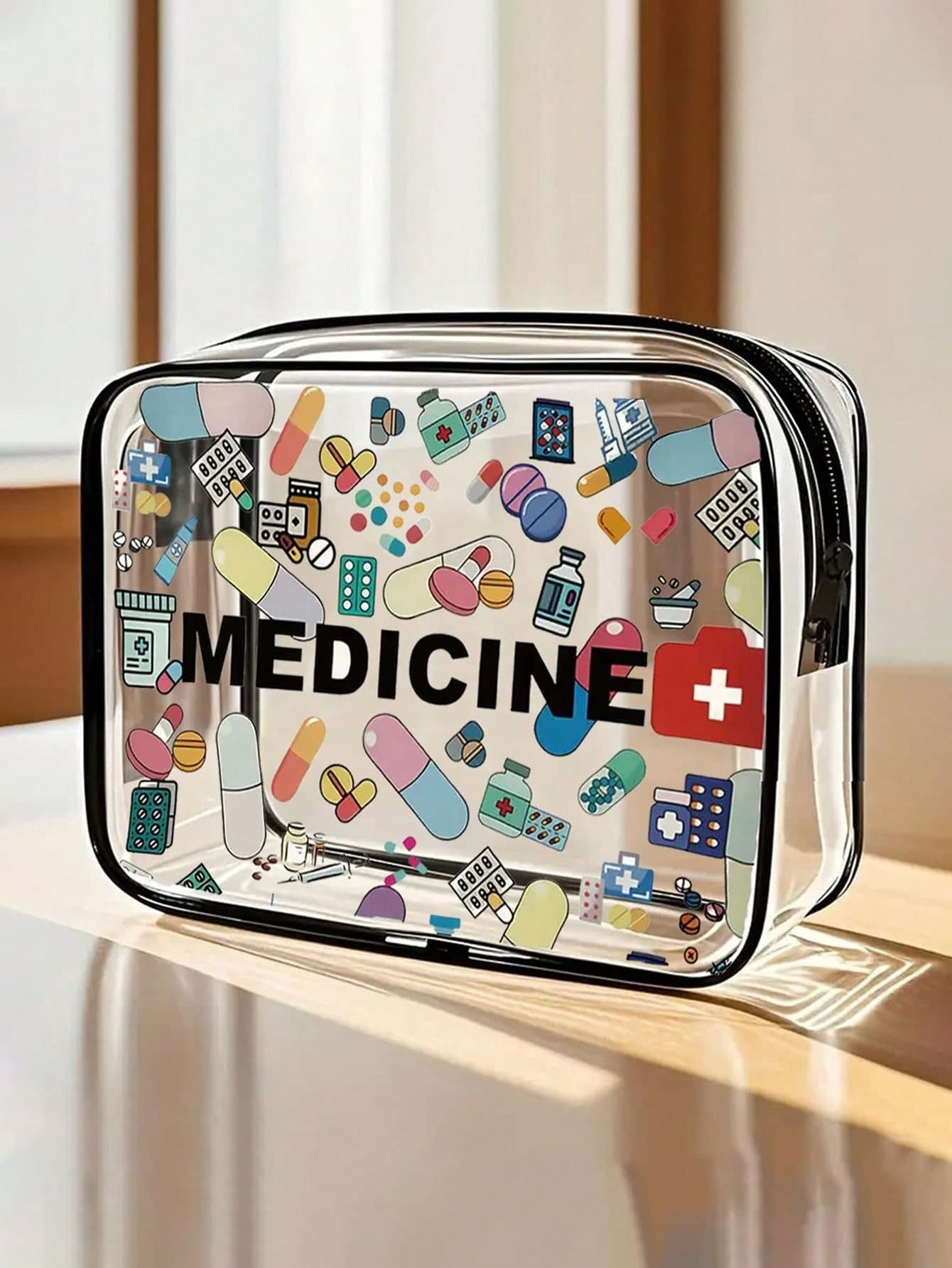 New Transparent Medicine Storage Bag - Cosmetic Bag, Clear Toiletry Bag, Medical Bag, Travel Essential, Portable Zipper Travel Organizer Bag, Clear PVC Beach Bag, Waterproof Storage Bag, Transparent Organizer Bag - Ideal For Storing Medicines, Medical Supplies, Etc.