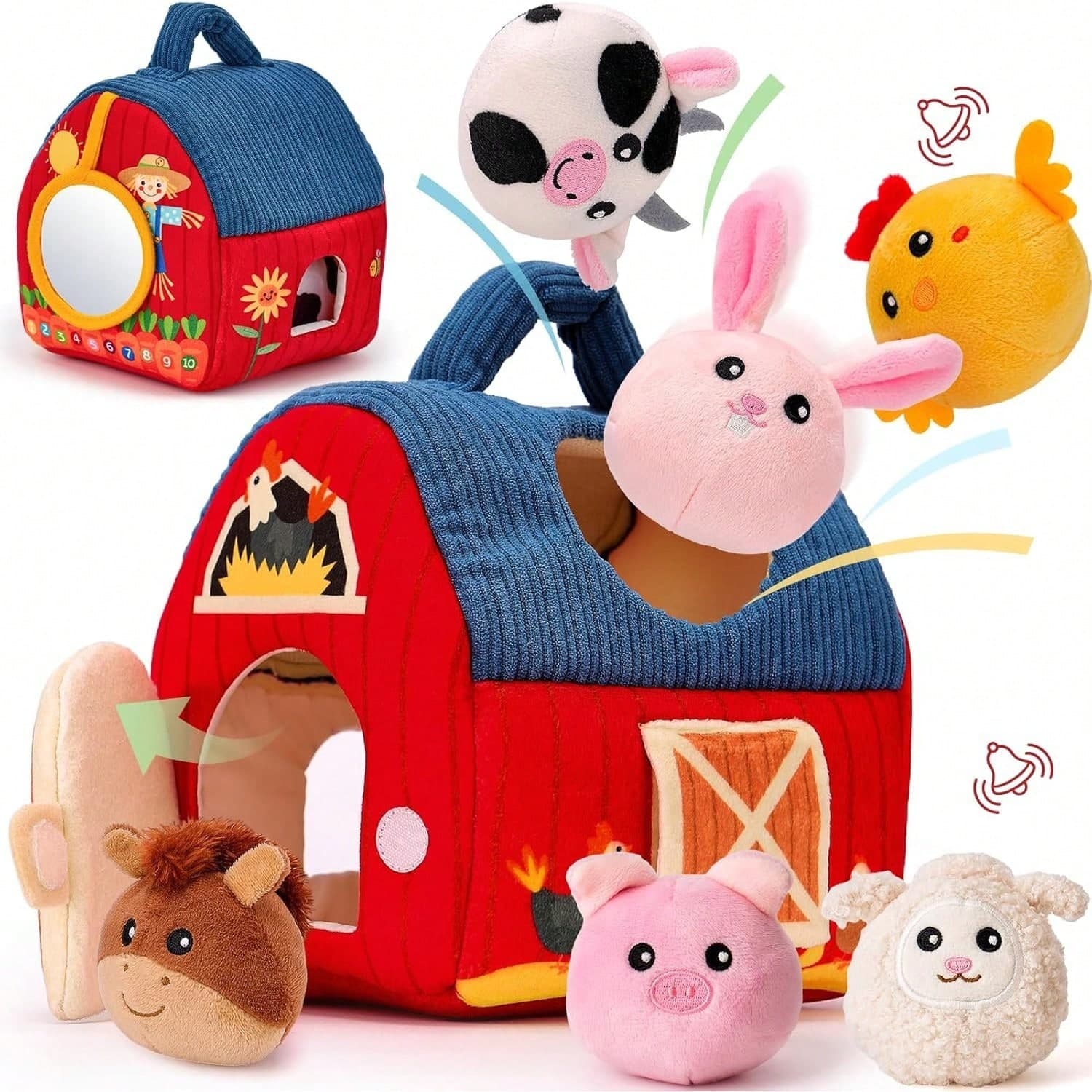 6-12 Months Baby Toys - Surprise Barn, Includes Plush Farm Animals, Rattles, Crinkle Paper, Mirrors - Montessori Toys For 6 Months Babies, 1-3 Years Old Sensory Balls, Gifts For 1 Year Old Boys And Girls
