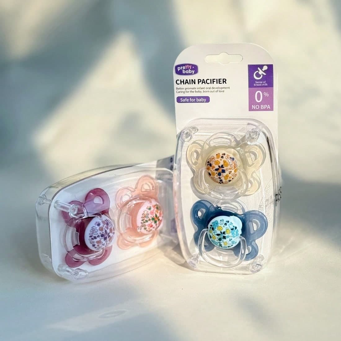 1pc/2pcs Silicone Baby Pacifier With Dust Cover, 100% Silicone Nipple, Orthodontic Infant Pacifier, Newborn Essential, Gentle Care For Baby Skin