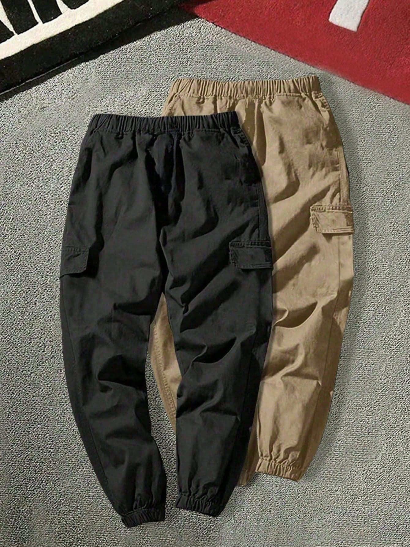 2pcs Tween Boys Versatile Outdoor Casual Simple Personalized Jogger Pants