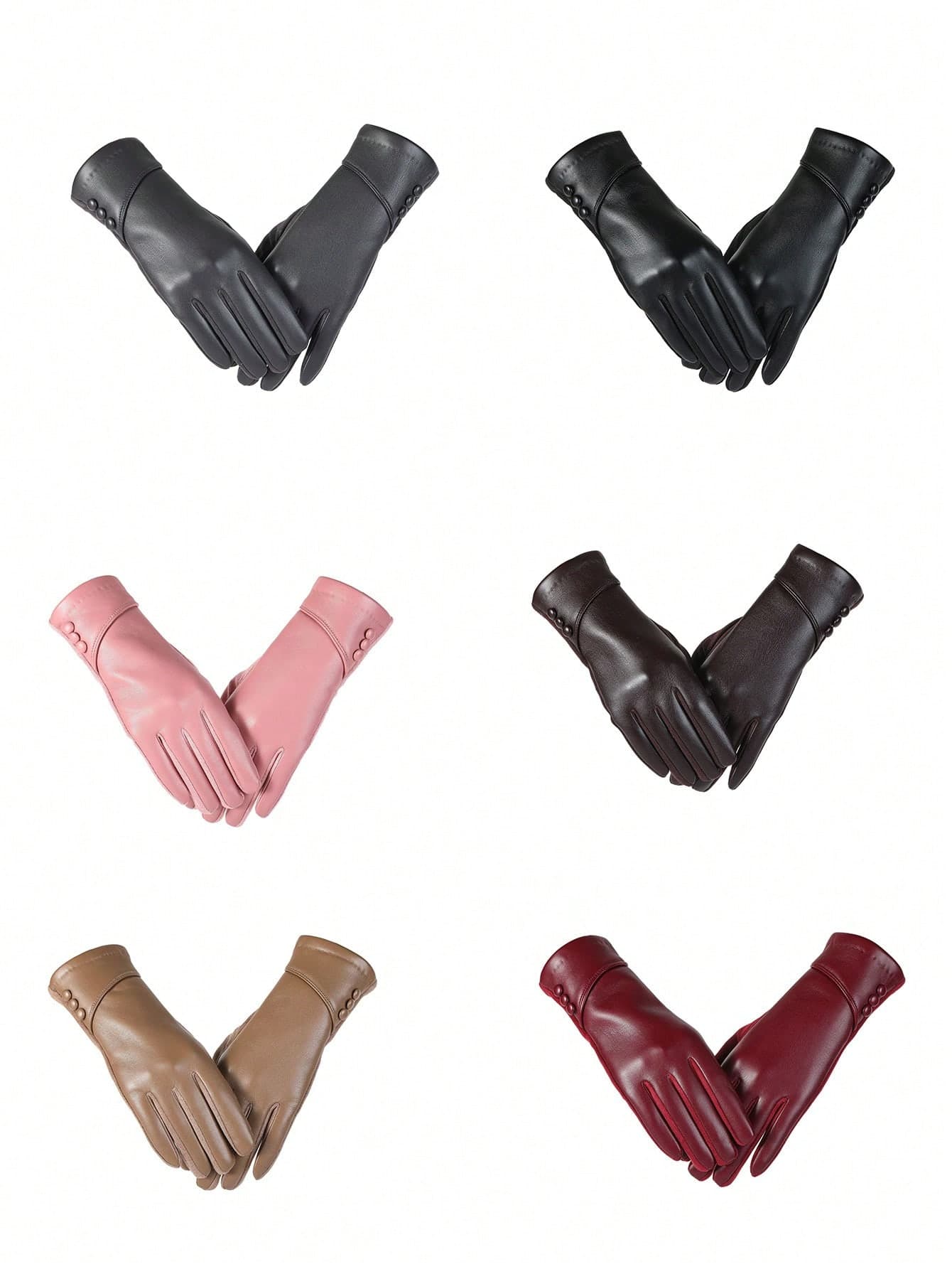 1 Pair Women's Outdoor Cycling Motorcycle Driving Gloves, Thermal Lined Thick Leather, Winter