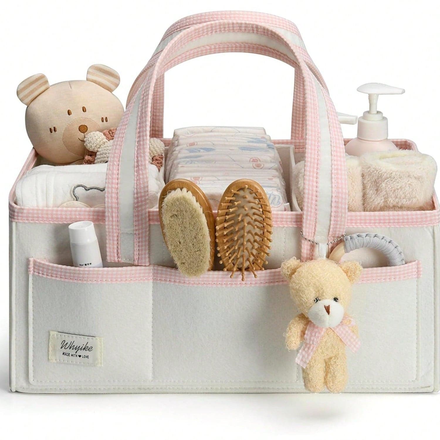 1pc Diaper Caddy Organizer With Handle, Baby Shower Gifts Basket Bag, Newborn Nursery Storage Organizer, Baby Bag Essentials, Car Diaper Caddy Cart