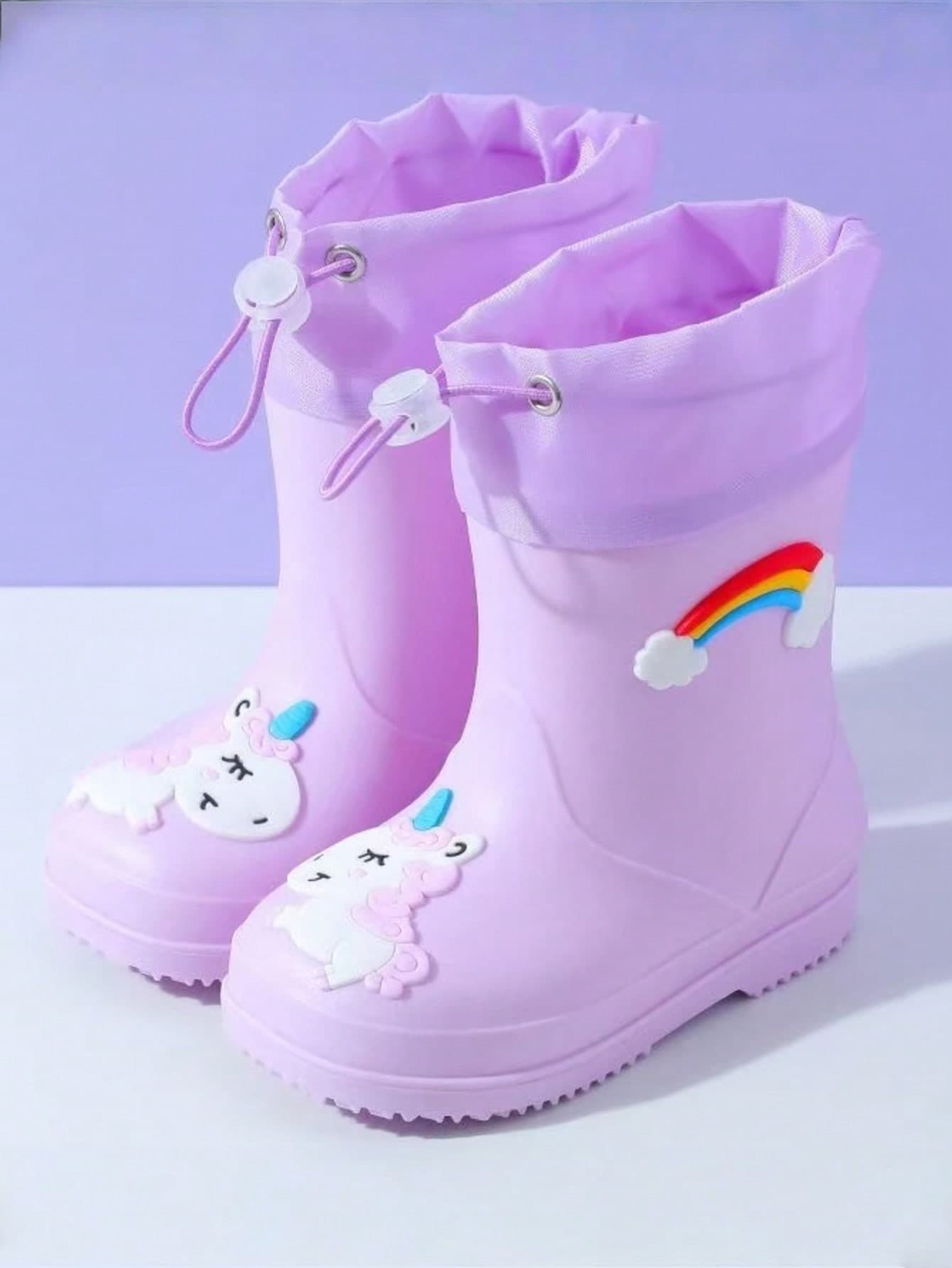 1 Pair Cartoon Kids Rain Boots, Unisex Children's Rain Boots, Cartoon Rabbit Design Kids Water Shoes, Cute & Fun Water Boots, Non-Slip Student Water Shoes, Suitable For Outdoor Rainy Days And Campus Wear, Fashionable Casual Versatile Rain Boots