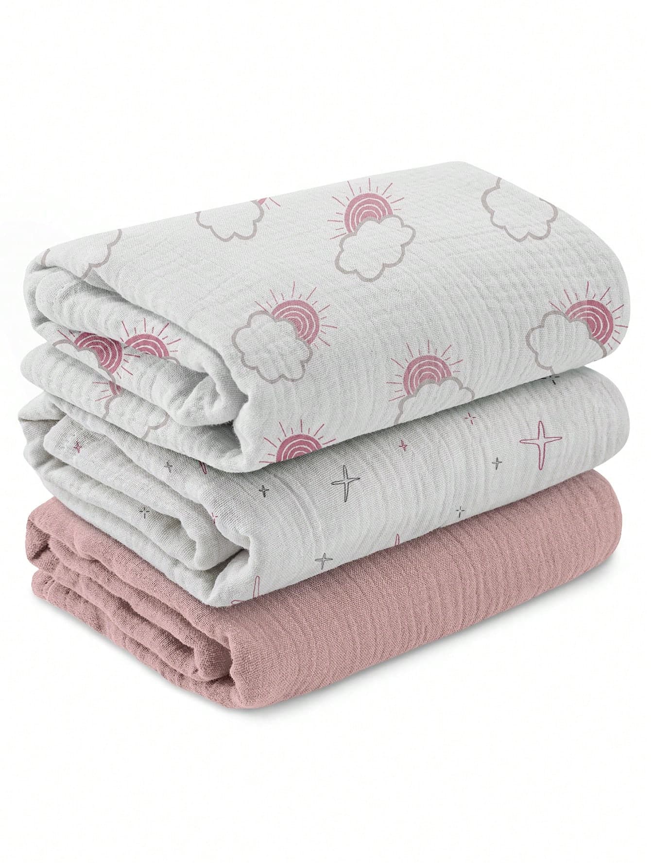 GLLQUEN BABY 3pcs Organic Cotton Muslin Swaddle Blankets, Unisex, Newborn Receiving Blankets, Large 40 X 38 Inches, Soft & Breathable, Suitable For Baby Boys & Girls