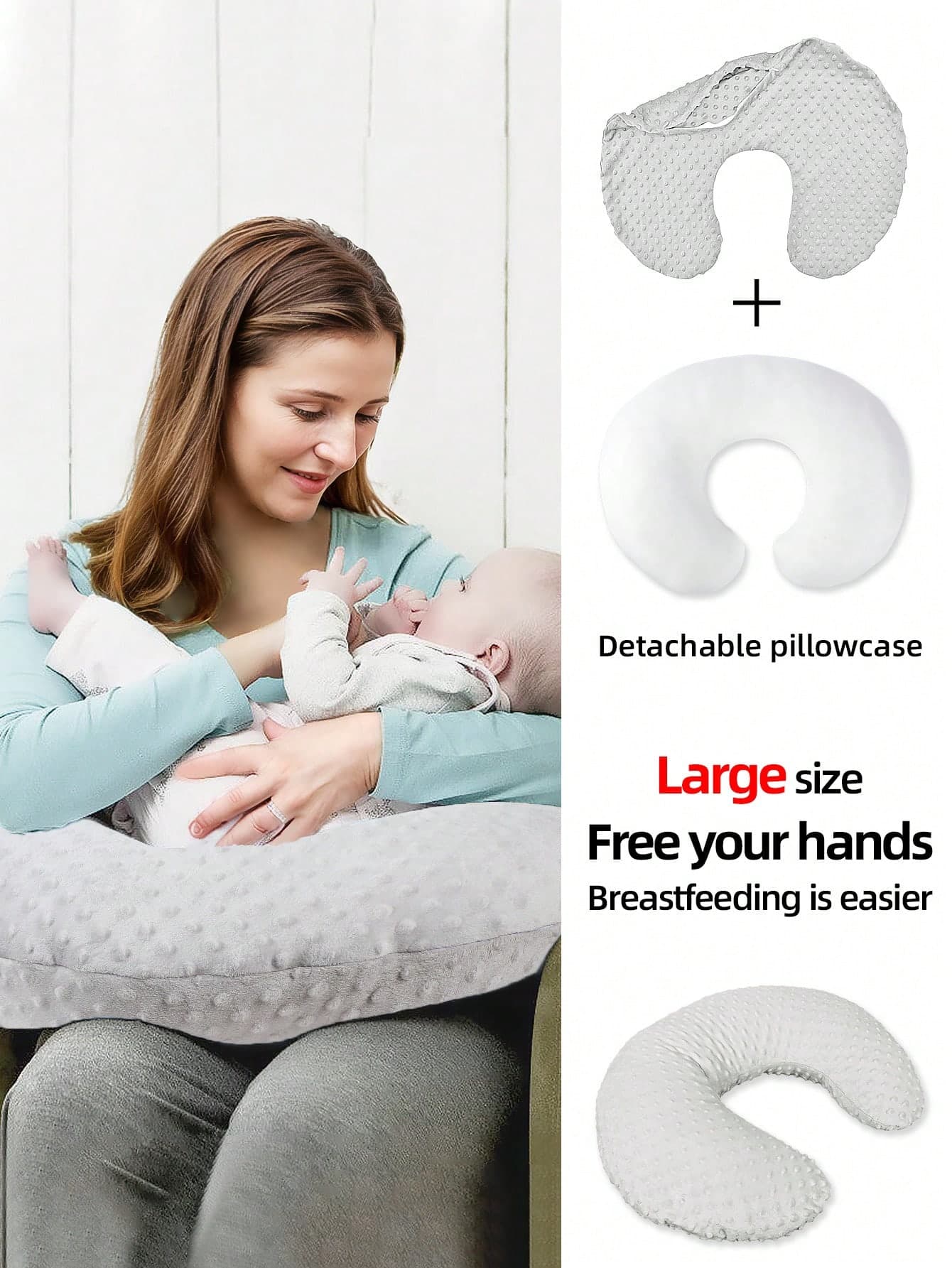 1pc Large Baby Nursing Pillow, Multifunctional Breastfeeding Pillow For Pregnant Women, Anti-Spit Milk Newborn Baby Pillow, Soft Maternity Nursing Supplies, Upgraded Comfortable Nursing Pillow, Perfect Gift For Newborn Baby Boys And Girls, All Seasons