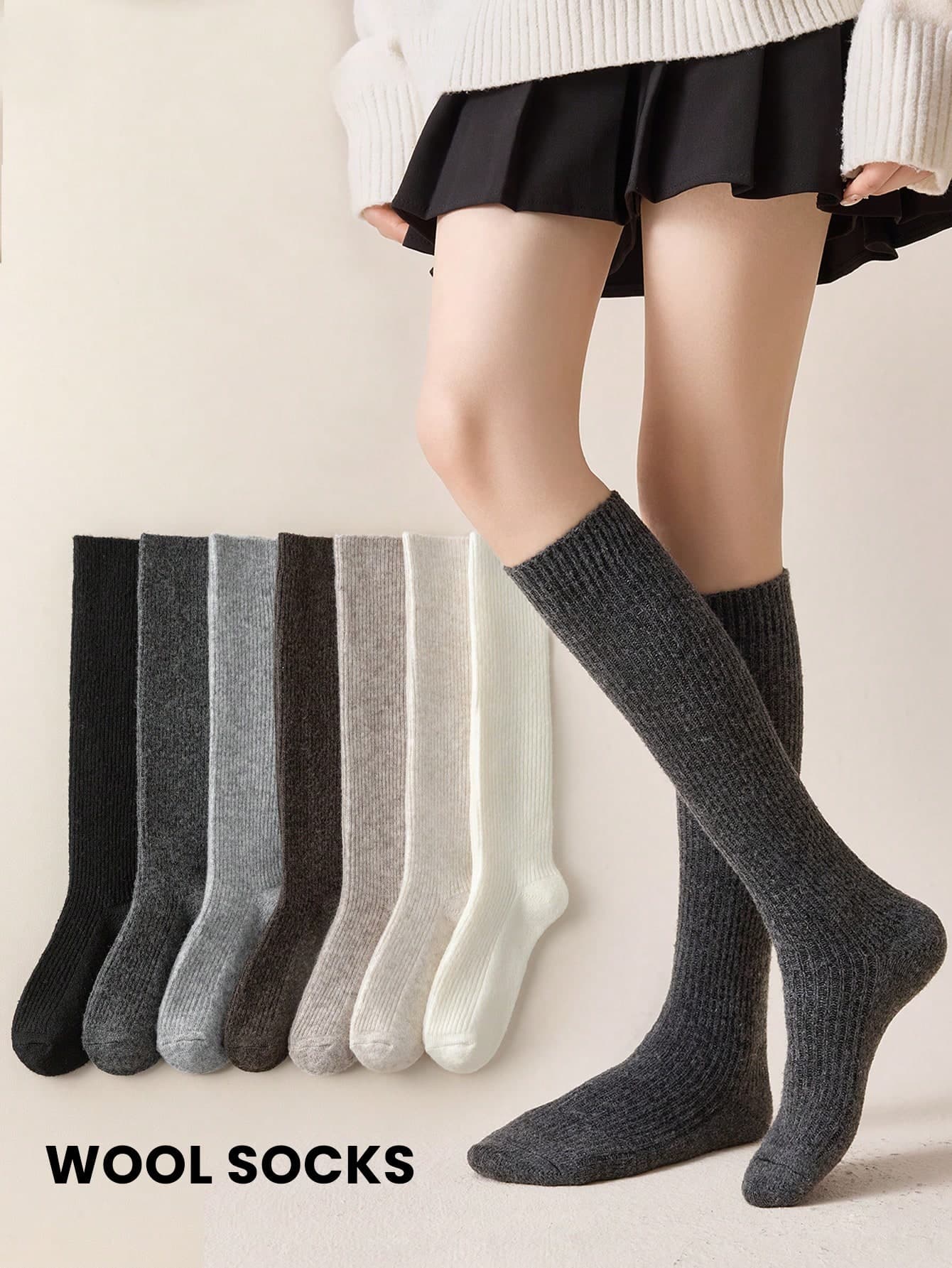 1 Pair Women's Knee,High Socks, Multi,Color Wool Blend, Warm & Fashionable Retro Style Tall Socks For Women, Suitable For Daily Wear In Autumn/Winter, Cozy Socks