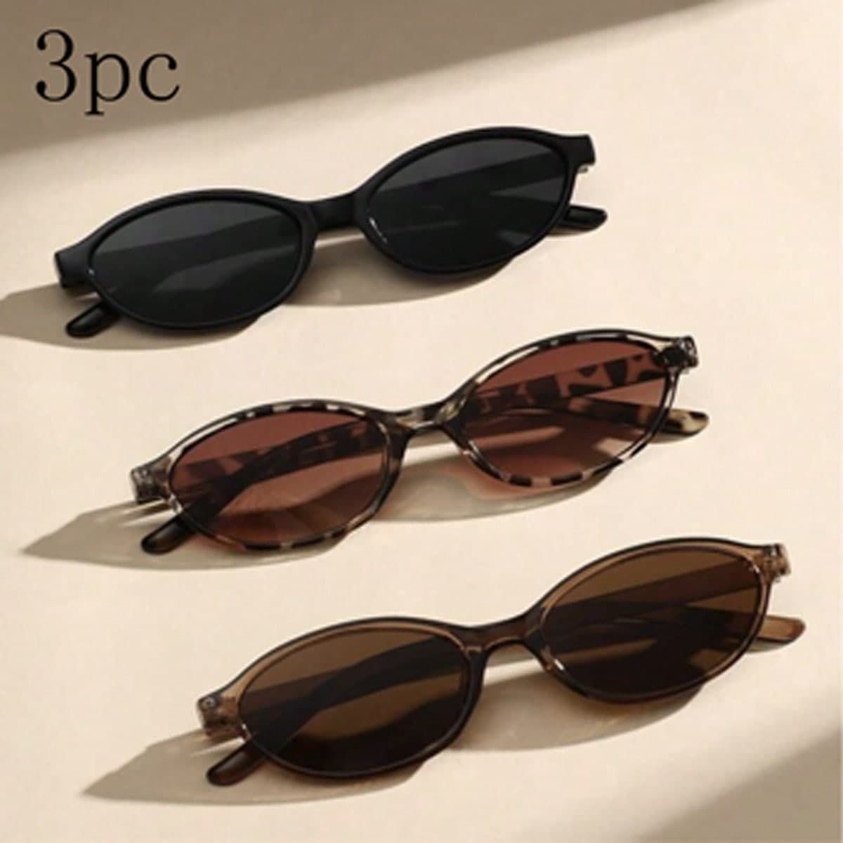 1/2/3/4/5pcs Geometric Plastic Full Frame Colorful Leopard Print Retro Personalized Women's Fashion Glasses