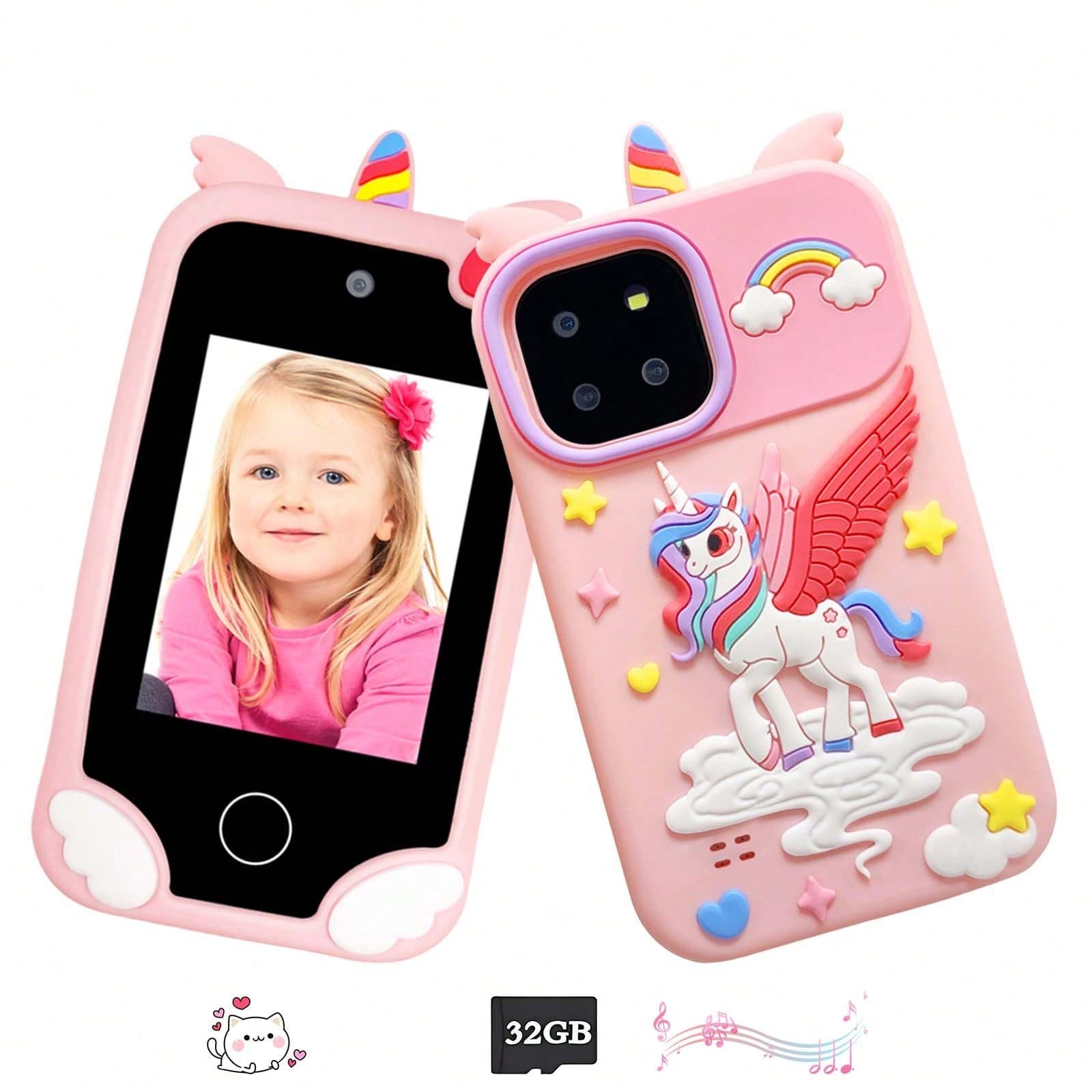 Unicorn Kids Touch Screen Phone With 2.8 Inch Wings, Educational Games, Educational Toy Phone, Perfect Birthday Christmas Surprise For Girls, Kindergarten Preschool Learning Toy, Girls Birthday Gift, Perfect Choice For Christmas