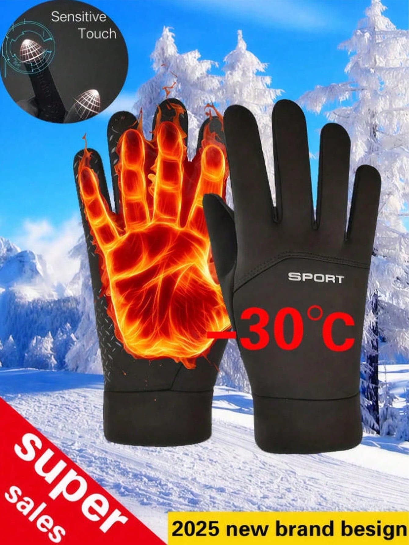 1 Pair Of Men's Winter Warm Gloves, Bicycle Gloves, Thick Gloves, Touch Screen Fabric Gloves, Snow Gloves, Skiing Gloves Winter Gear,Travel,Festival,Party,Camping
