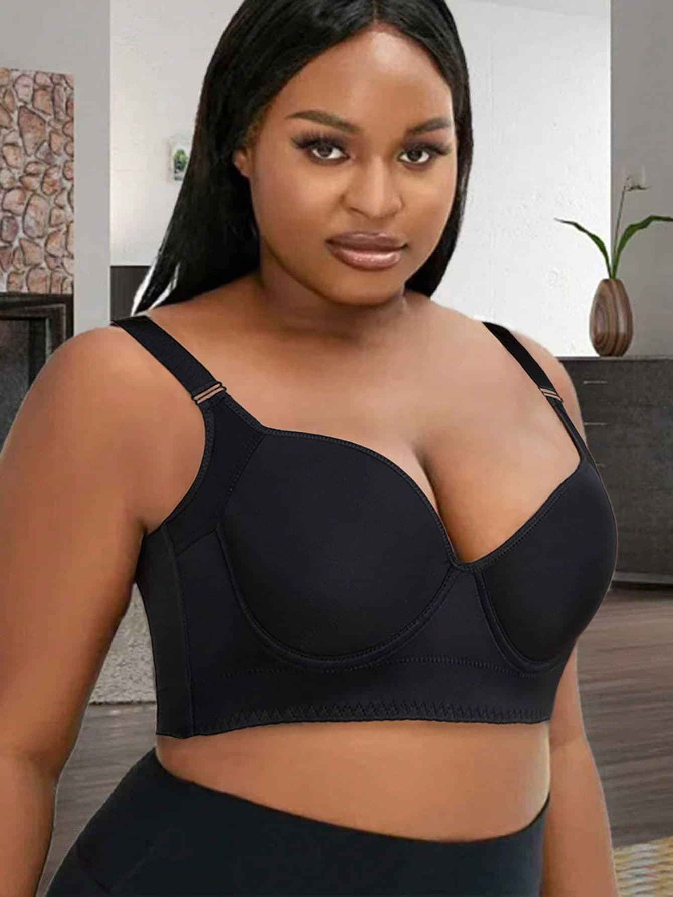 NIFENNEIWAI Plus Size Women's Jumpsuit Set, Black Sexy Seamless Lingerie, Comfortable Ruched Design, Elegant Underwire Bra, Lift And Shape