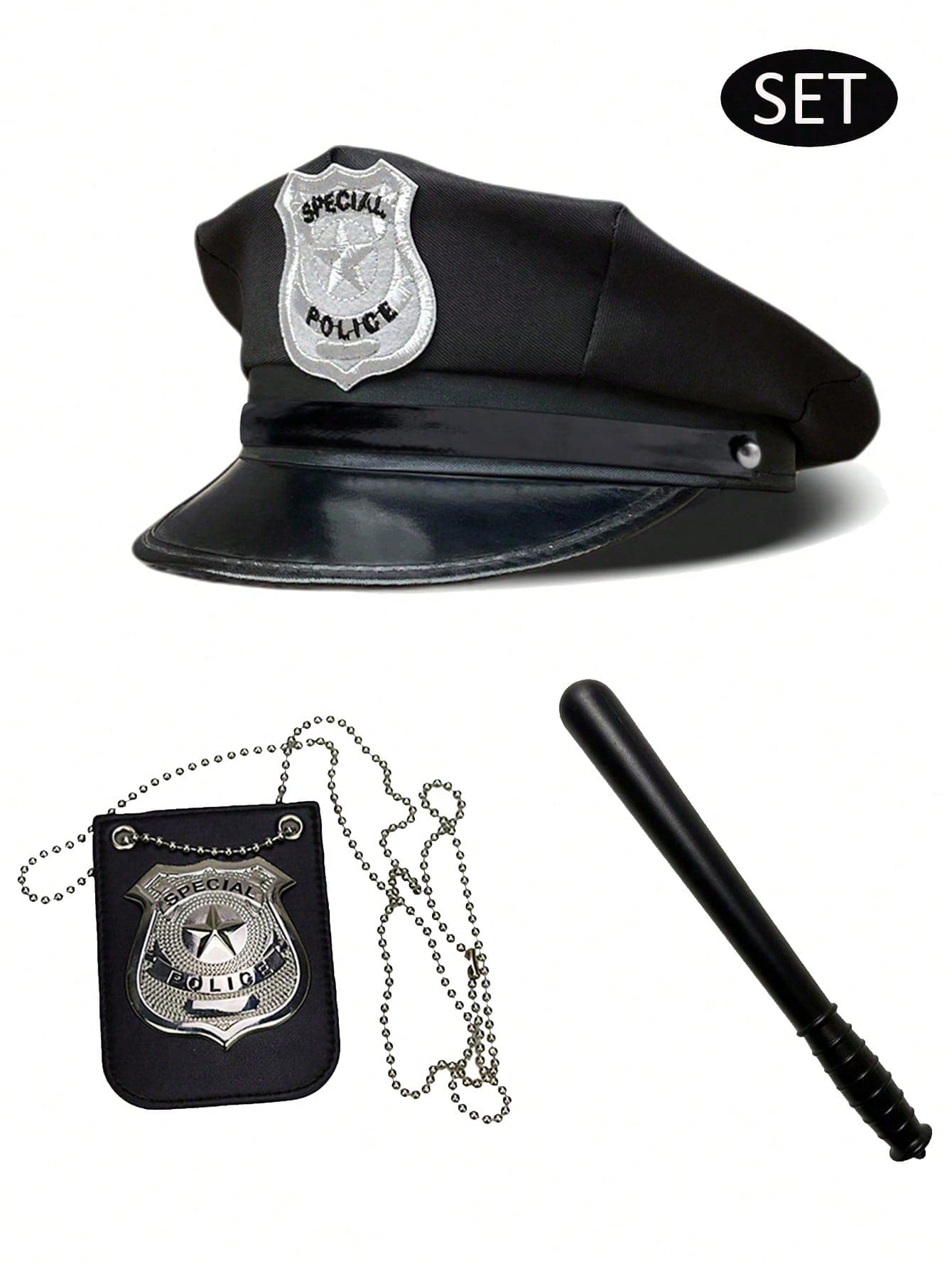 Men's Hat Set Costume Combo Hat Police Badge Cosplay Prop Non-Metal Party Halloween Holiday Event Happy Rhythm