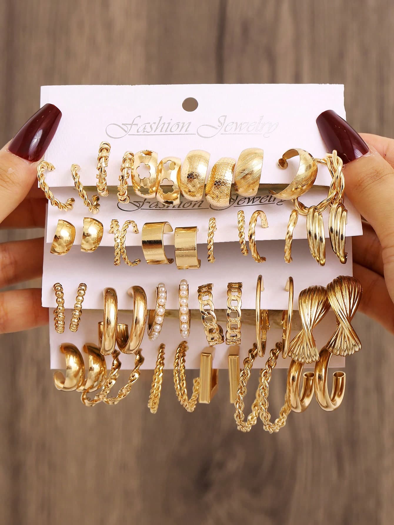 48/36/24/12pcs Bohemian Style Metal Earring Set For Women, Elegant Faux Pearl Hollow Out Earrings Jewelry, Versatile For Daily Wear, Holidays, Gifts