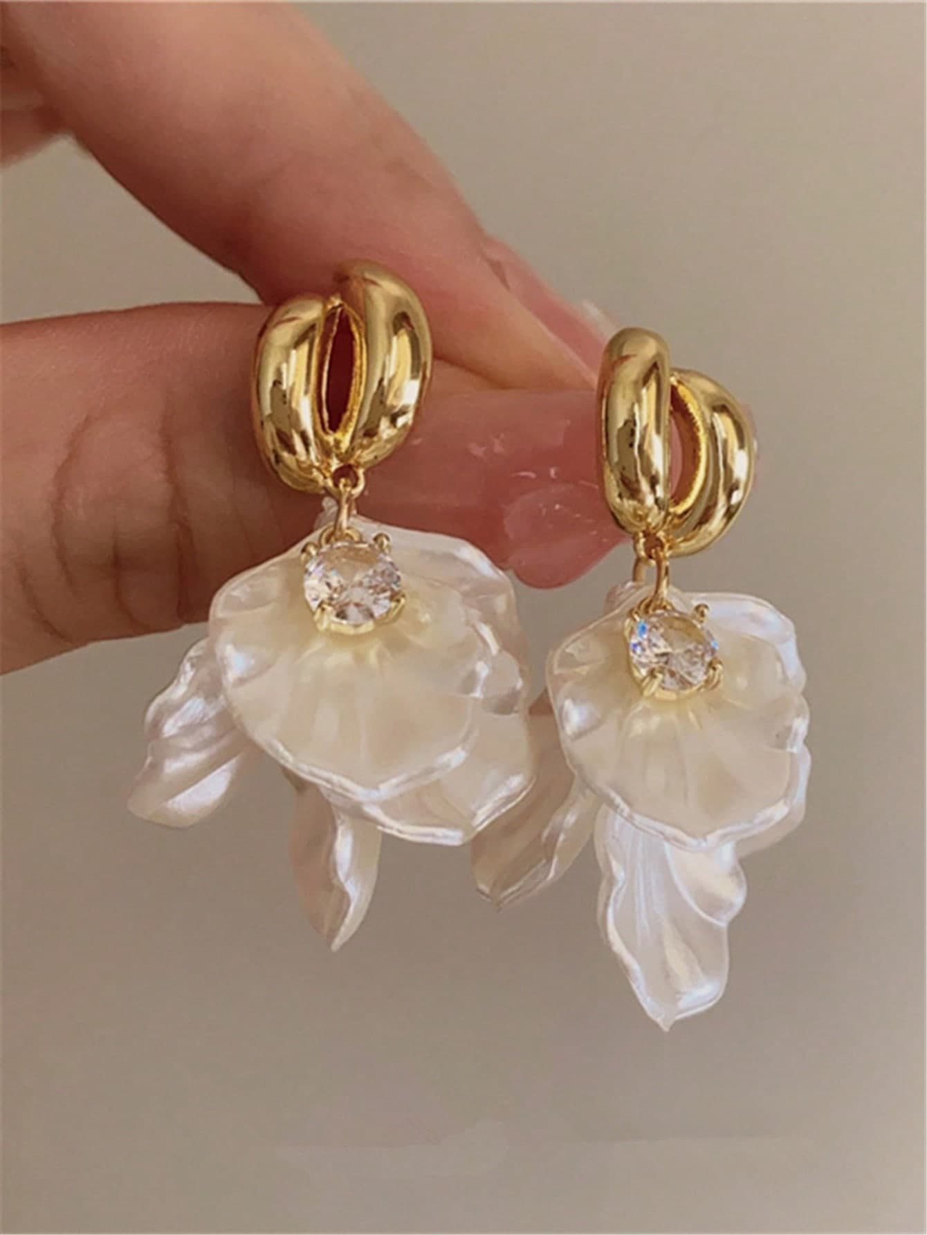 1 Pair Long Tassel Acrylic Shell Flower Earrings, Women's Fashion Earrings For Party, Banquet, Holiday, Jewelry Accessories