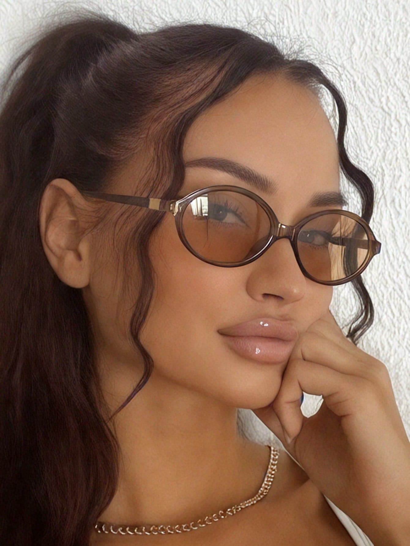 1 Pair Women's Olive Green Oval PC Frame Fashionable Solid Color Full Frame Personalized Daily Wear Vacation Stylish Glasses
