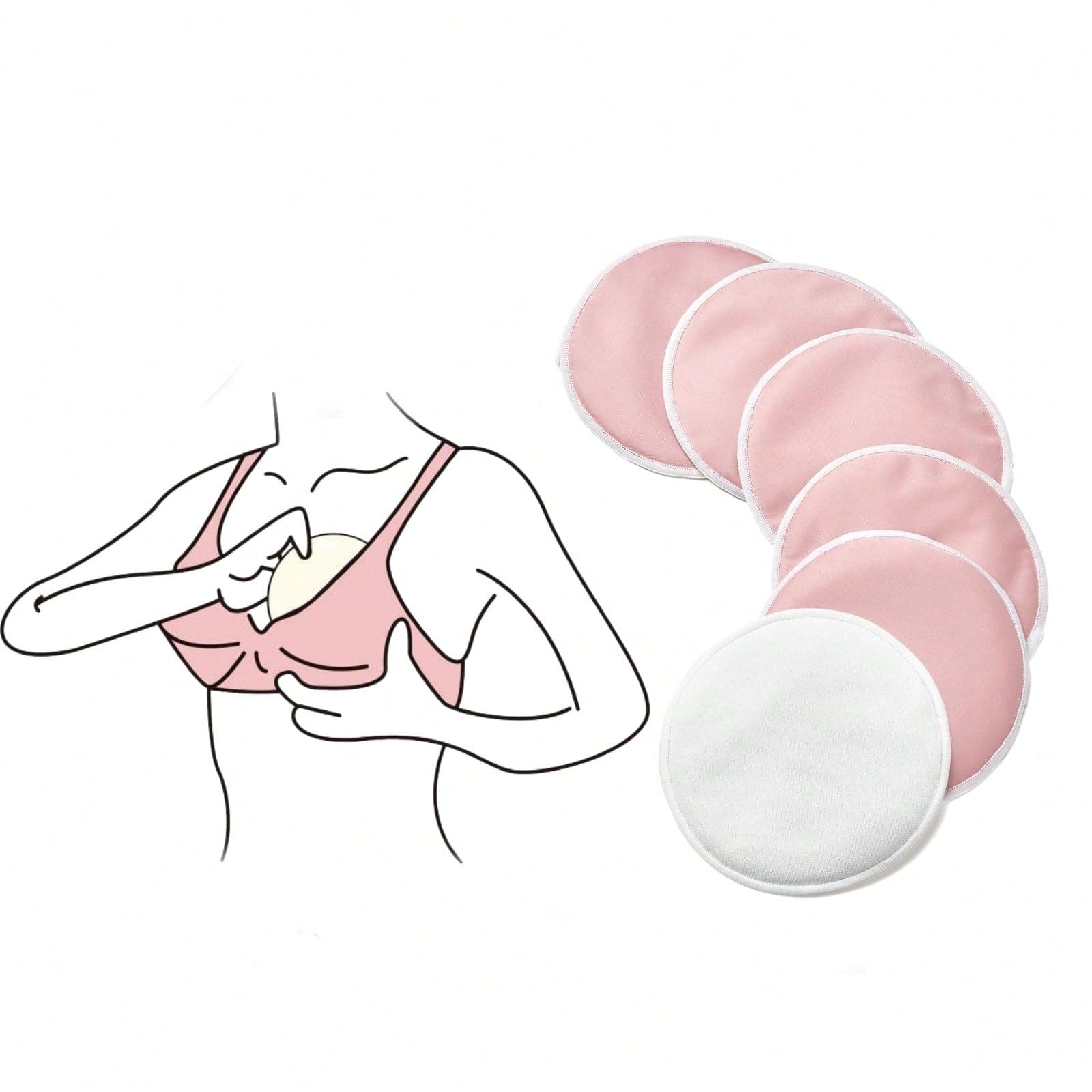 6-Pack Nursing Pads - Washable Breast Pads For Breastfeeding, Nursing Bra Nipple Pads For Breastfeeding, Pumping Bra Reusable Breast Pads,