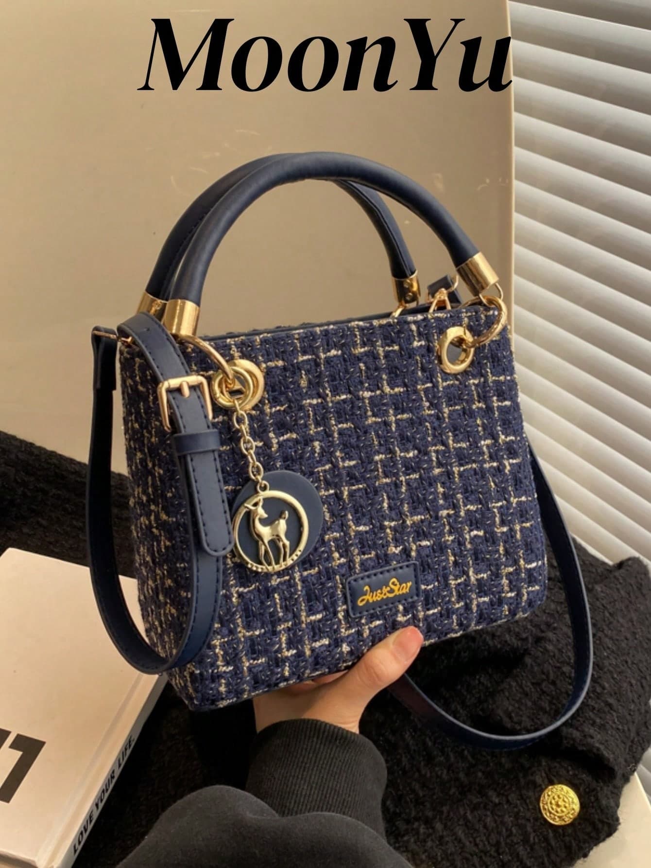 Fashionable,Minimalist,Casual,Mini Square Bag Plaid With Bag Charm For Girl, Teen Girls