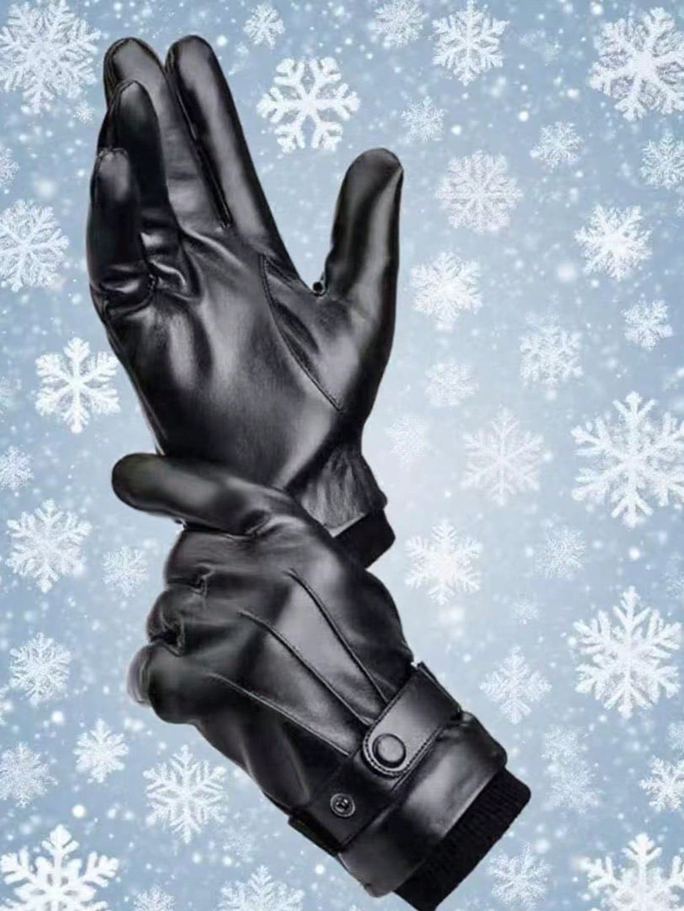 1 Pair Men's Faux Leather Gloves, Thermal Lined, Windproof, Waterproof, Warm Winter Gloves For Cycling, Driving, Outdoor Activities