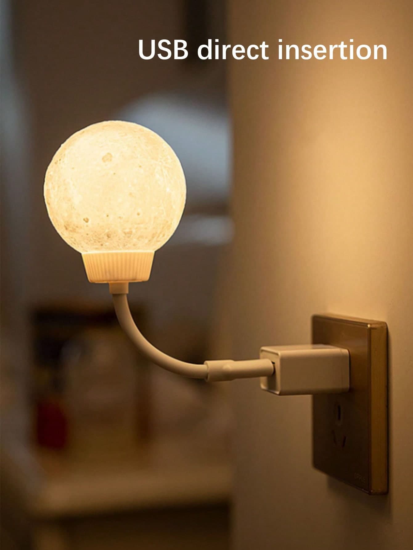 1pc Moon Shaped USB Night Light, USB Powered LED Lamp, Warm Light, Children's Bedroom Bedside Lamp, Moon Shaped Room LED Decorative Light, Suitable For Indoor Bedroom, Living Room, Office, Children's Room, Baby Room, Teenager Room Decor