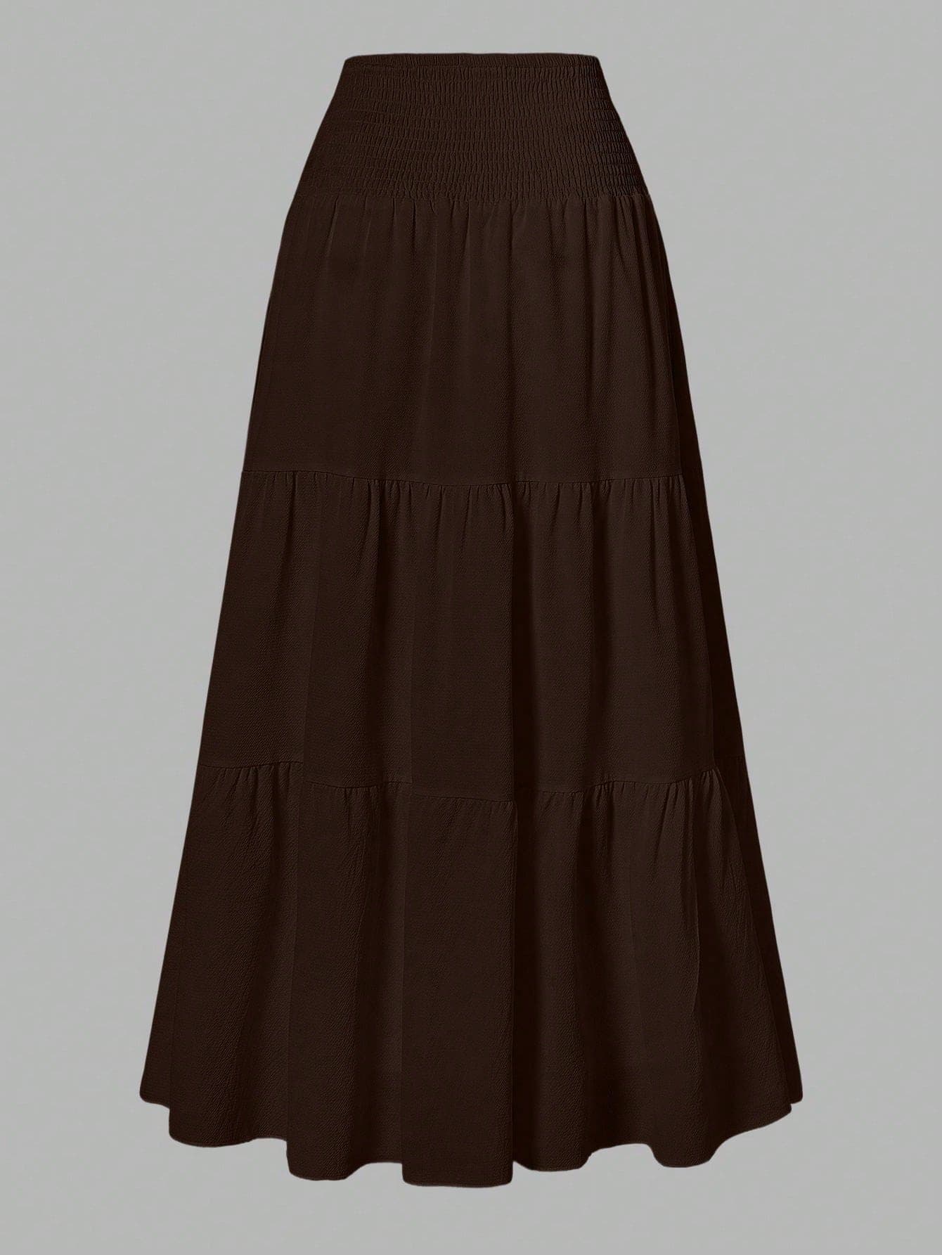 Women's Solid Color Minimalist Versatile Ruffle Hem Bubble Crinkle Feeling Semi-Sheer Skirt Summer