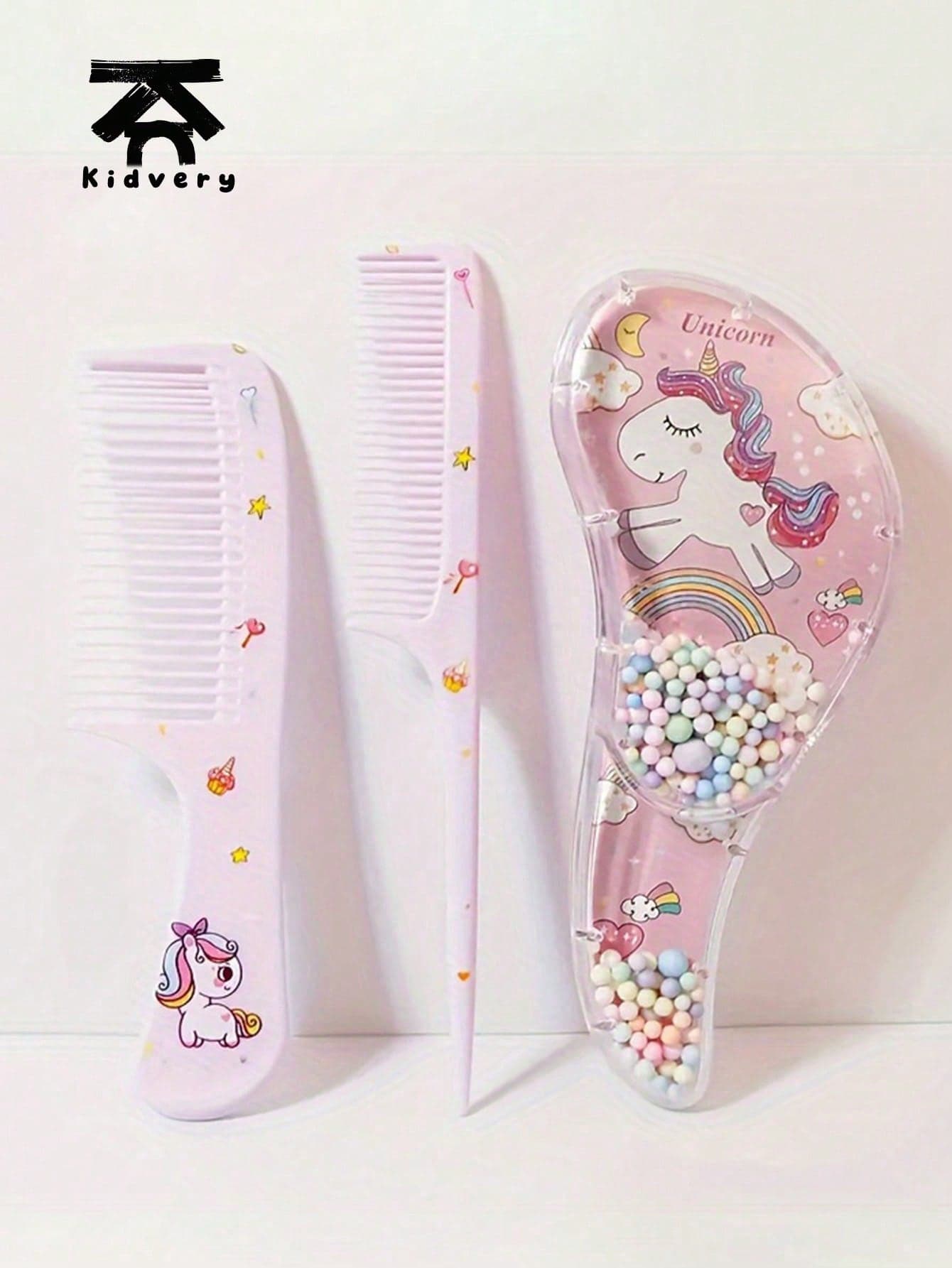 3pcs Cartoon Hair Comb Set - Wet & Dry Use, Suitable For All Hair Types, Durable ABS Plastic Handle, Perfect Gift Choice