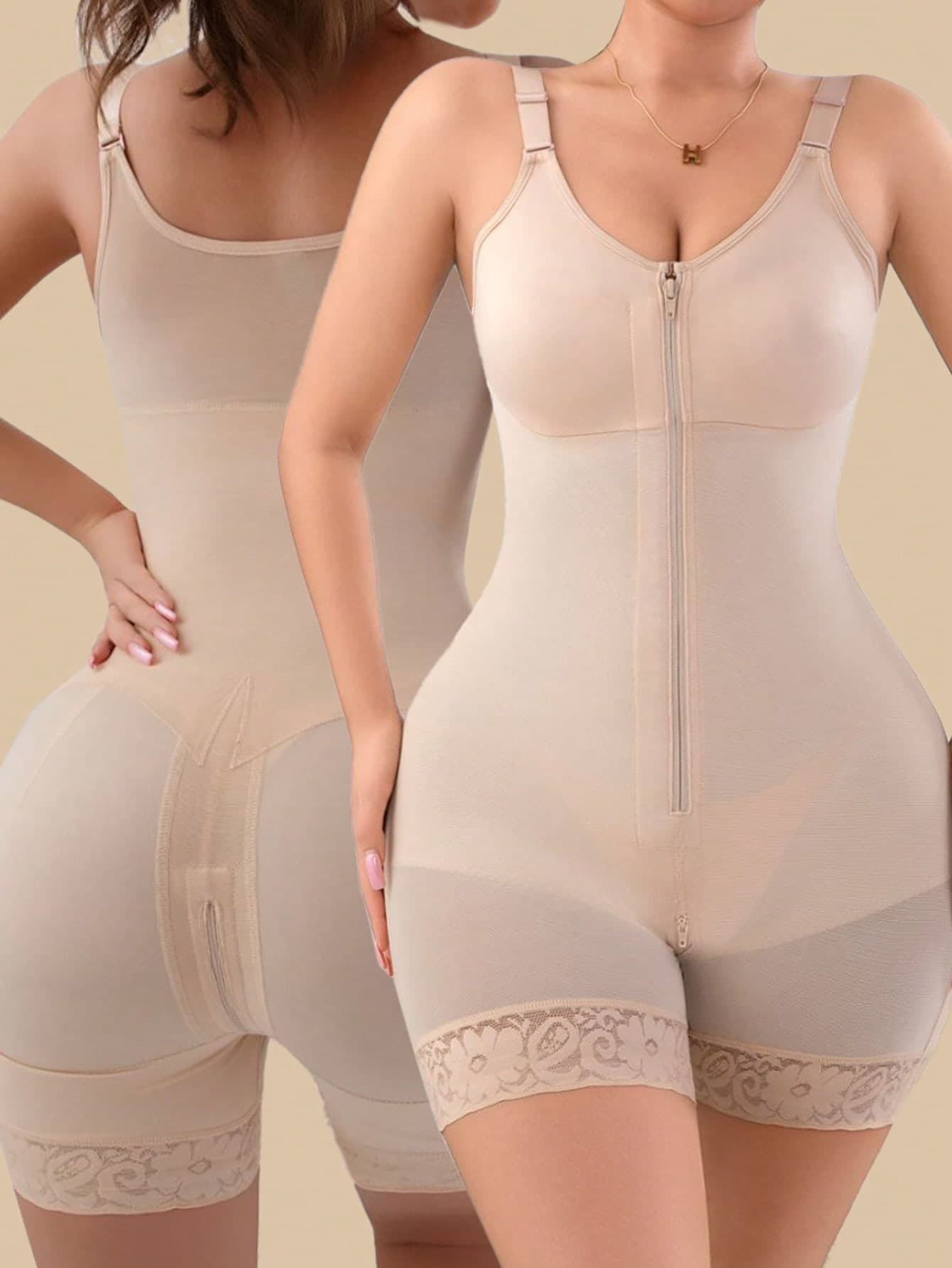 1pc Women's Adjustable Strap Shapewear, Abdominal Control Bodysuit, Postpartum Recovery Lift Buttocks Shaping Garment, Minimalist Comfortable Waist Trainer Bodysuit