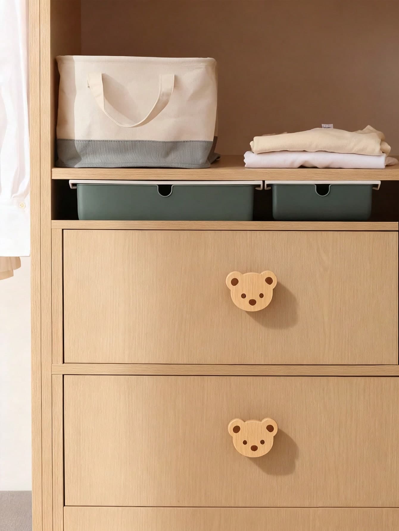 1pc Creative Cartoon Animal Shaped Wooden Cabinet/Drawer Pull Handle, Suitable For Various Cabinets, Wardrobes, Nightstands, Decorative Cabinets, Drawers, Adorable Design Adds Fun To Cozy Rooms, Ideal For Baby Showers, Home Decor, And Gifts