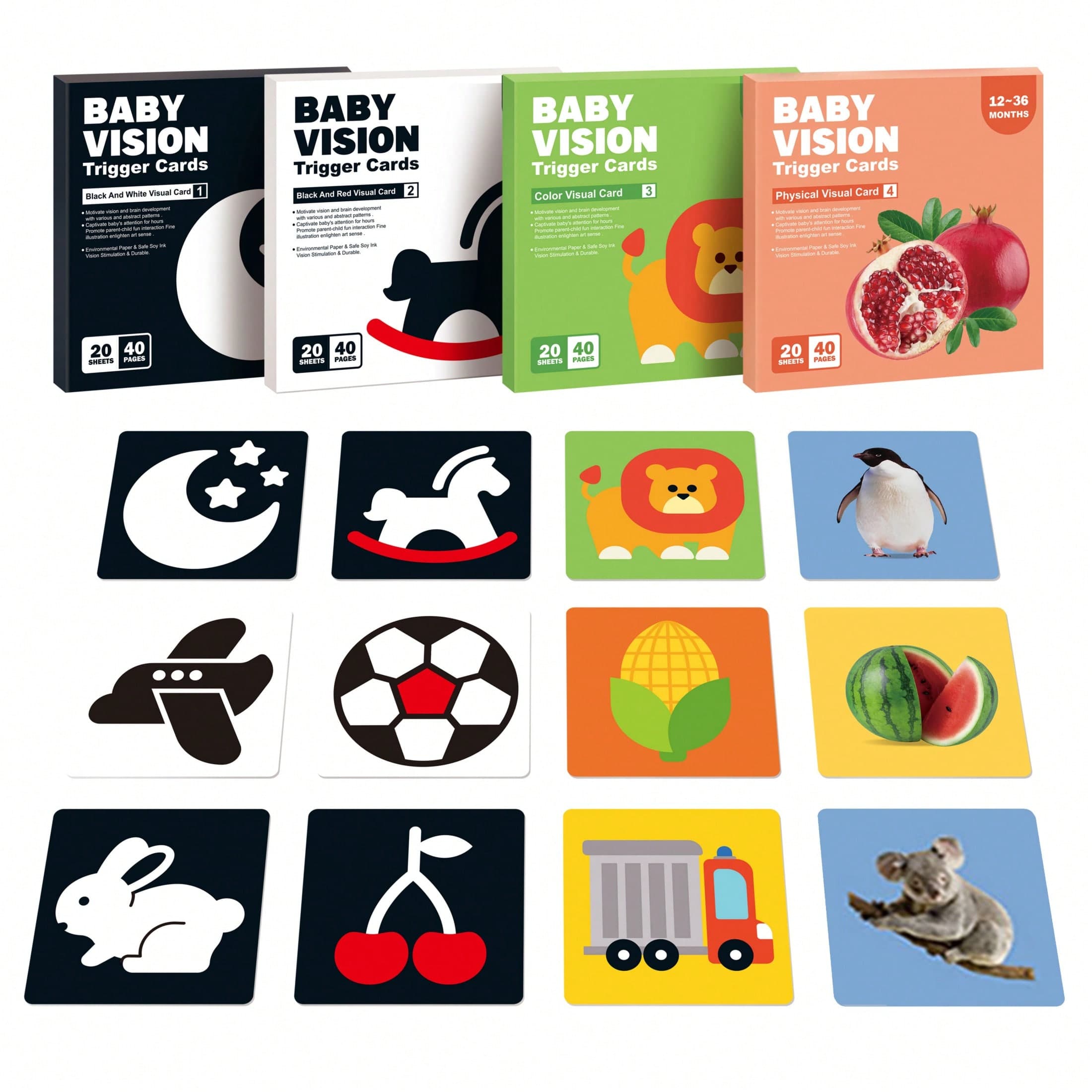 1 Box Contains 20 Black And White Cards, Suitable For Infant Visual Stimulation, Early Neonatal Education Training Cards, High Contrast Children's Visual Stimulation, Children's Visual Tracking Training Cards, And Visual Stimulation Cards