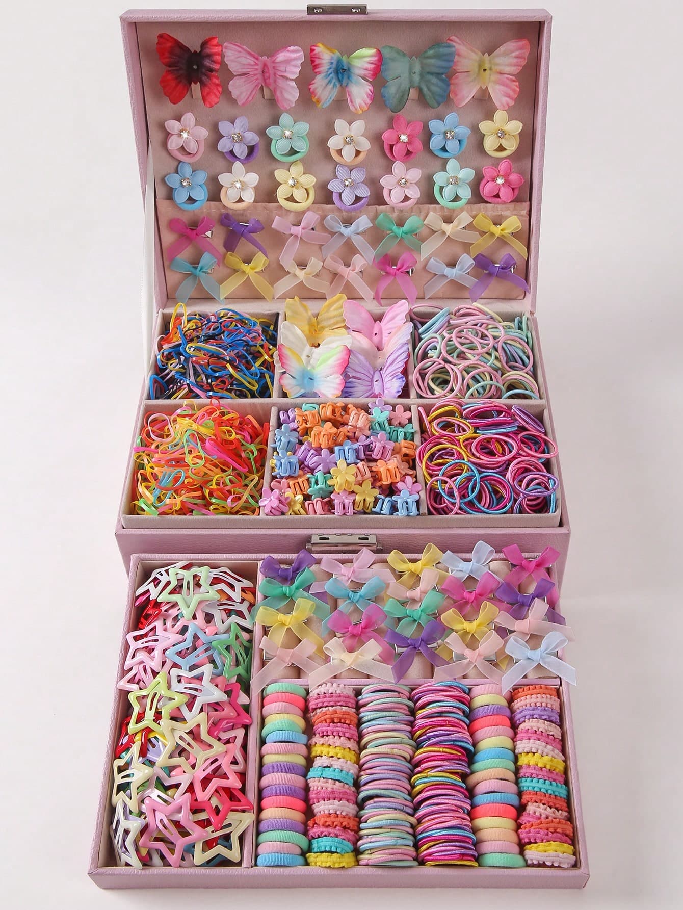 820pcs Girls Multicolor Mesh Bow Hair Clips, Elastic Hair Ties, Rhinestone Star Hair Scrunchies, Durable & Non-Damaging, Suitable For Daily Use And Gift
