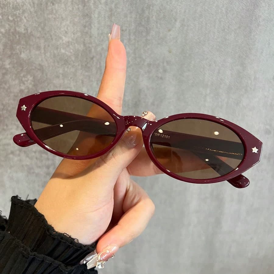 1 Pair Oval Small Frame Stylish Chic Unisex Classic Retro Star Fashion Glasses, PC Material, Suitable For Driving, Travel, Camping, Outfit Matching, Photography